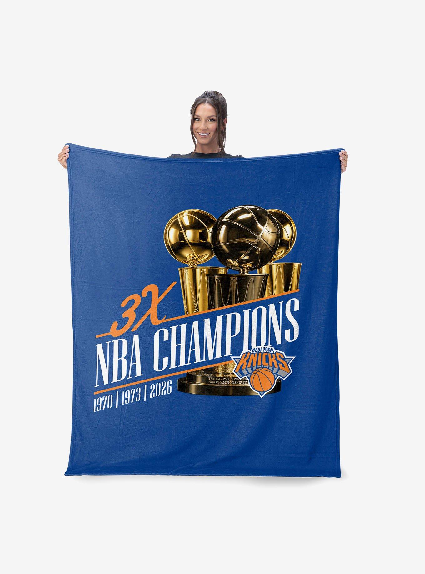 New York Knicks 2026 NBA Multi-Champs Runback Silk Touch Throw Blanket, , hi-res