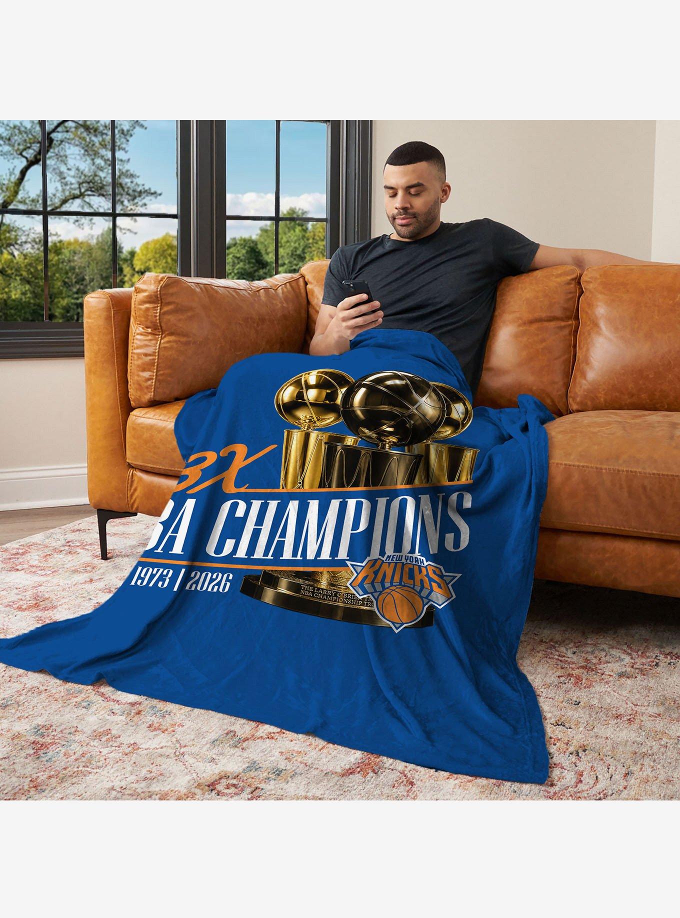 New York Knicks 2026 NBA Multi-Champs Runback Silk Touch Throw Blanket, , alternate - view 3