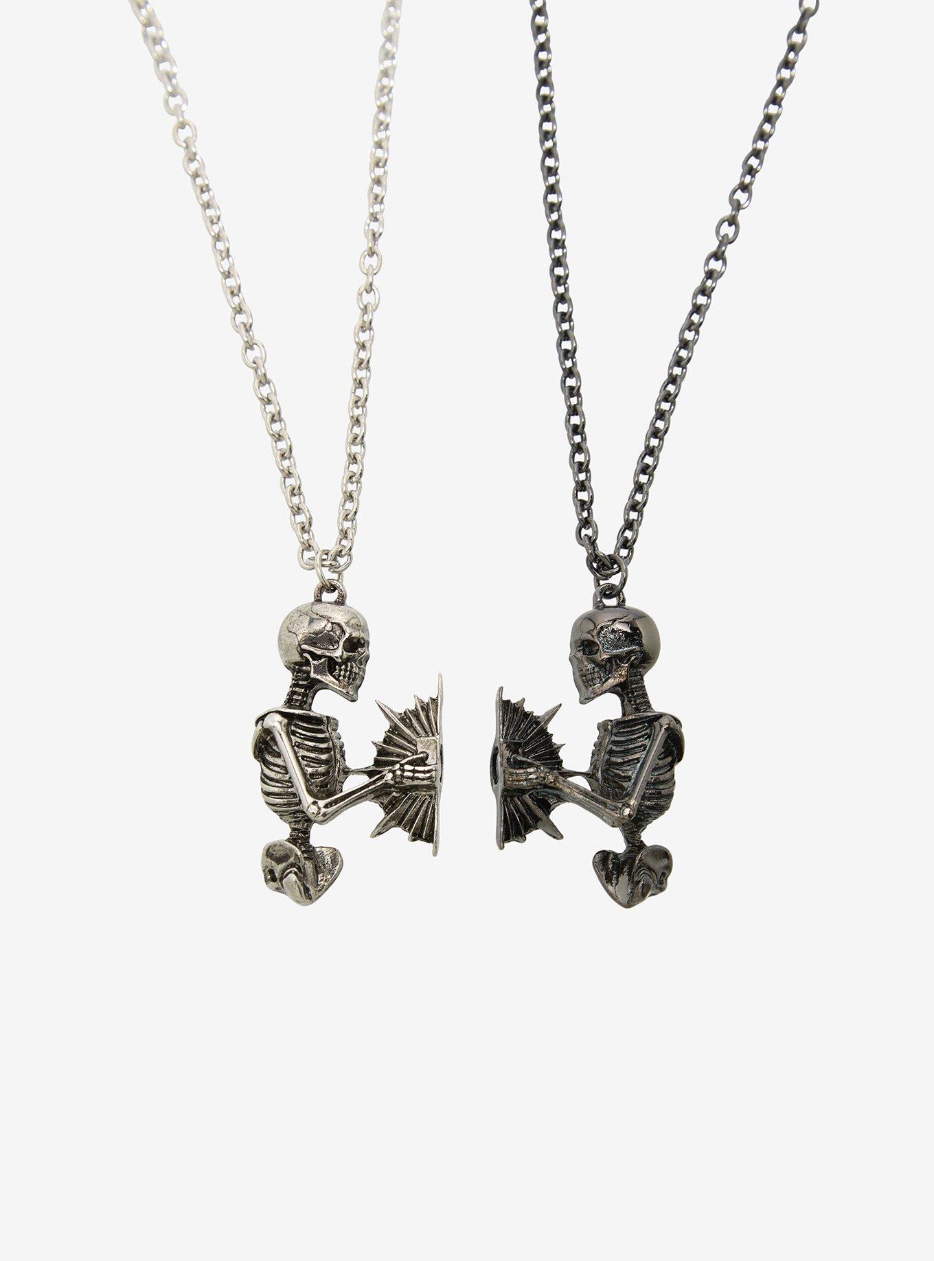 Pierce The Veil Skeleton Magnetic Best Friend Necklace Set, , alternate - view 4