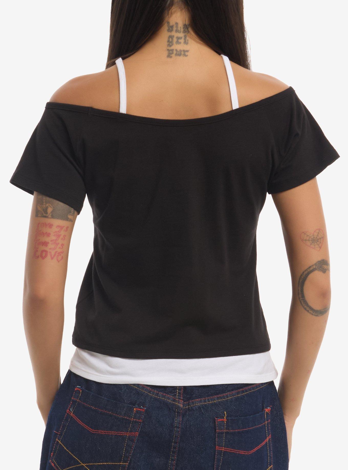 Hello Kitty Spiderweb Girls Cold-Shoulder Top, , alternate - view 3