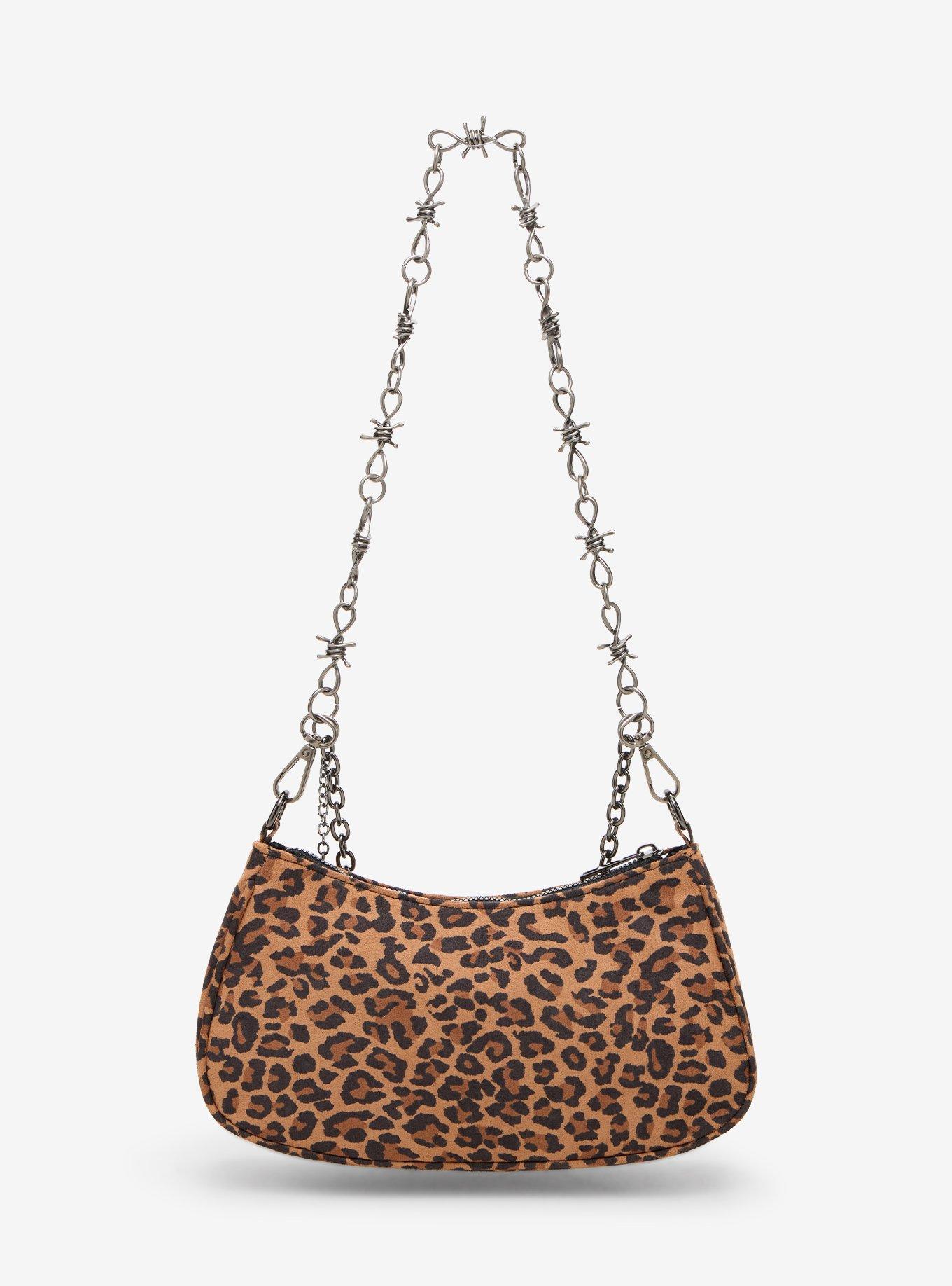 Leopard Print Barbed Wire Chain Shoulder Bag, , alternate - view 3