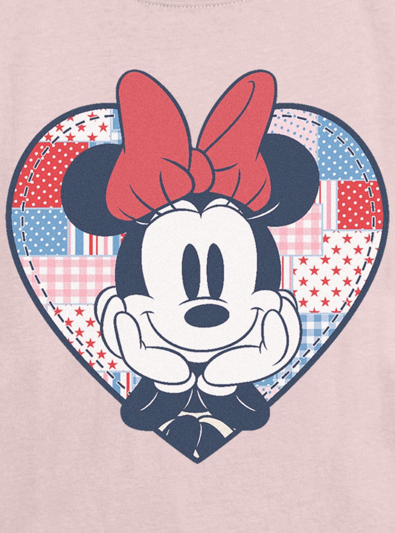 Disney Minnie Mouse Americana Patchwork Heart Girls Skimmer T-Shirt, , hi-res