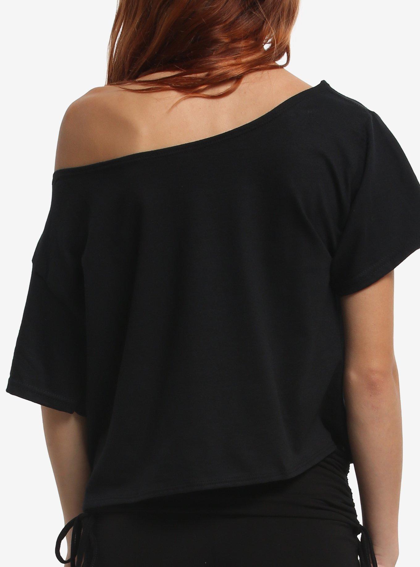 Helluva Boss IMP Panel Girls Off-Shoulder T-Shirt, RED, alternate - view 3