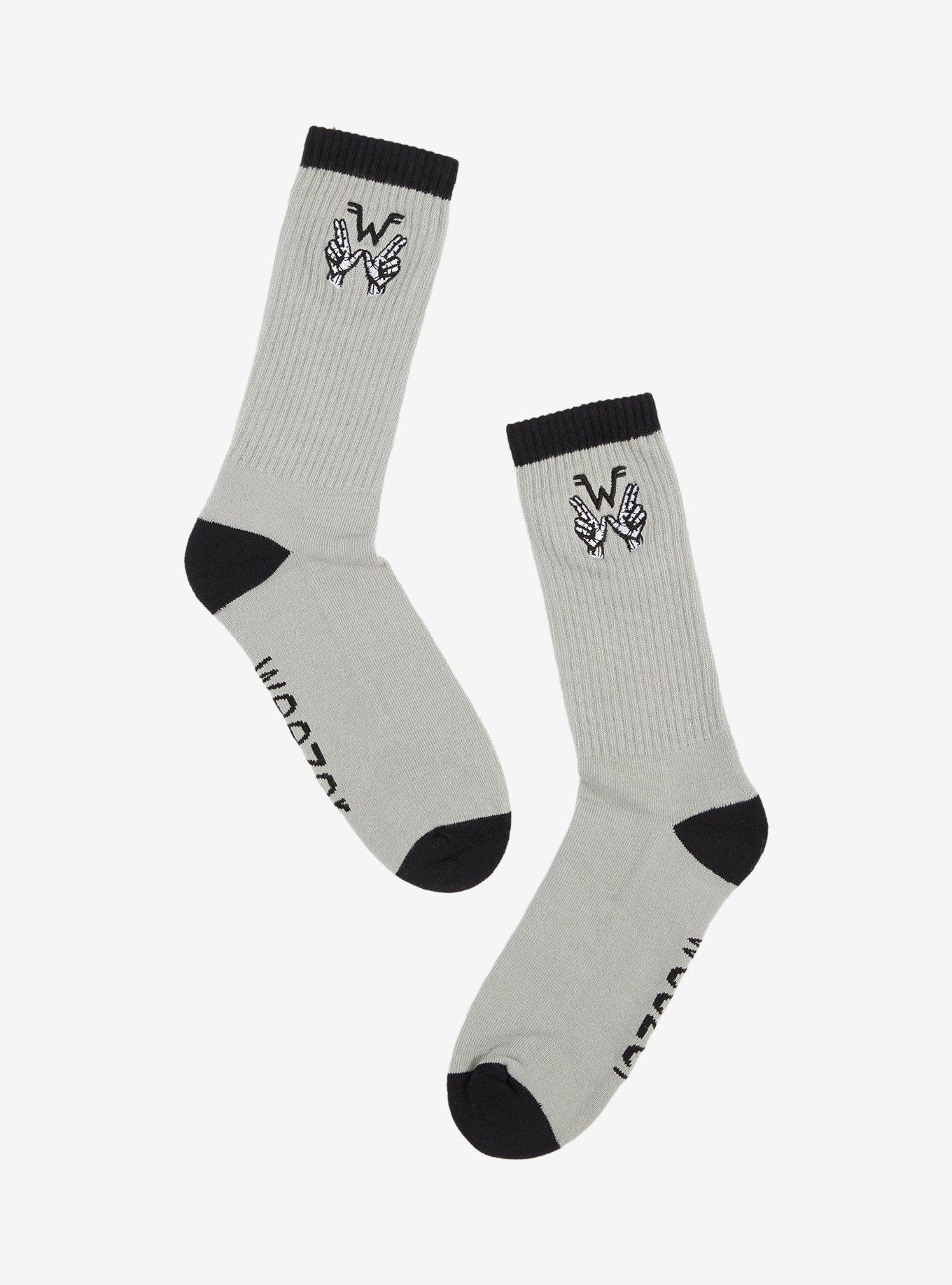 Weezer Hand Sign Ribbed Crew Socks, , hi-res