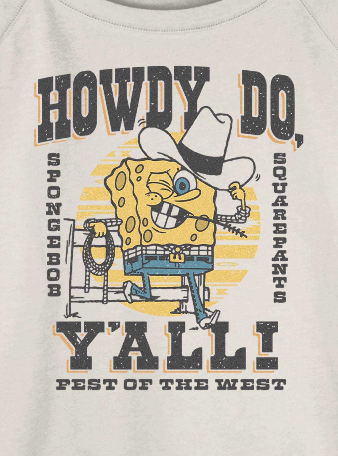 Spongebob Squarepants Howdy Cowboy Girls Slouchy Sweatshirt, , hi-res