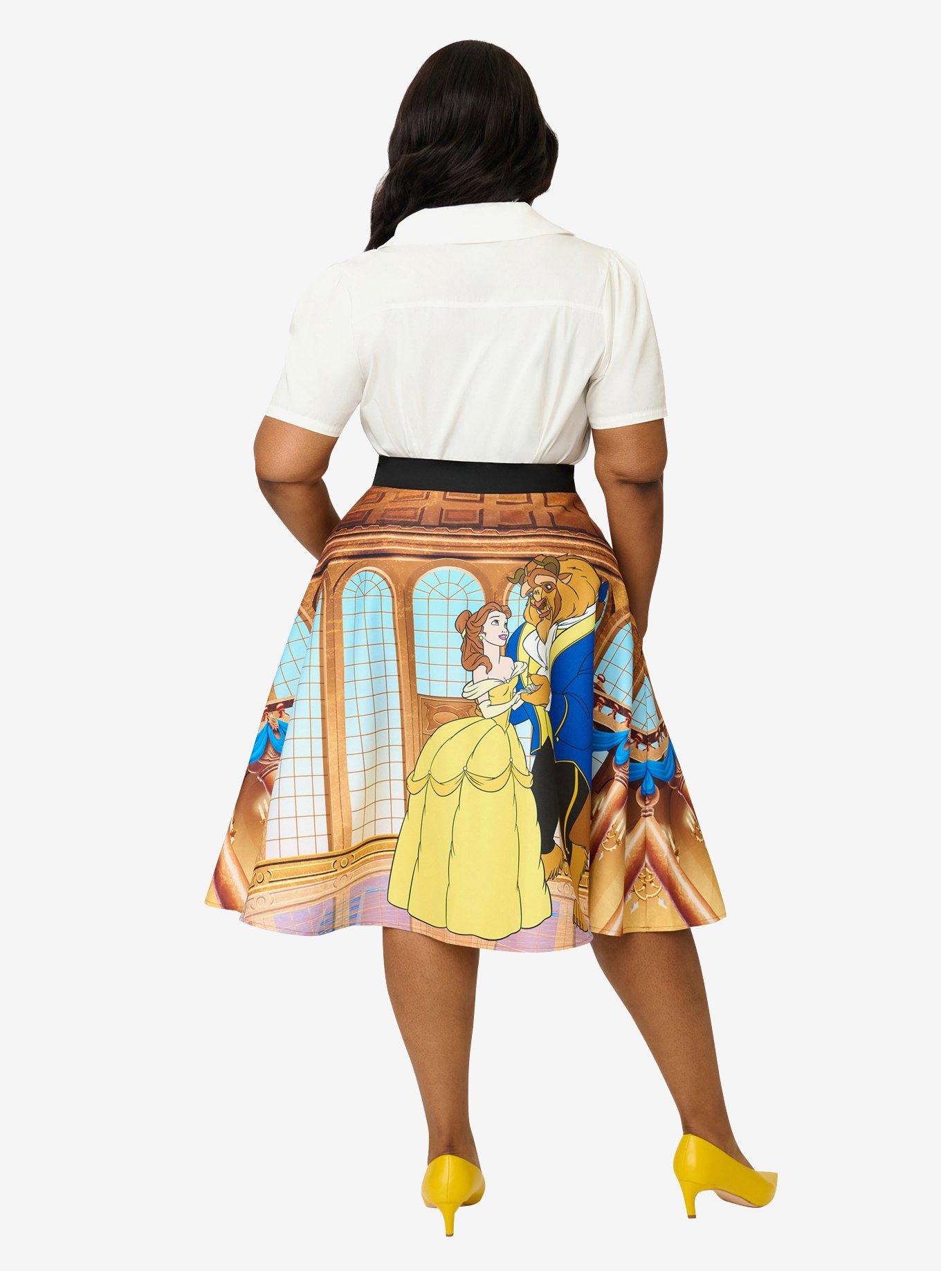 Disney Beauty and the Beast Collection by Unique Vintage Plus Size Ballroom Vivian Swing Skirt, , hi-res