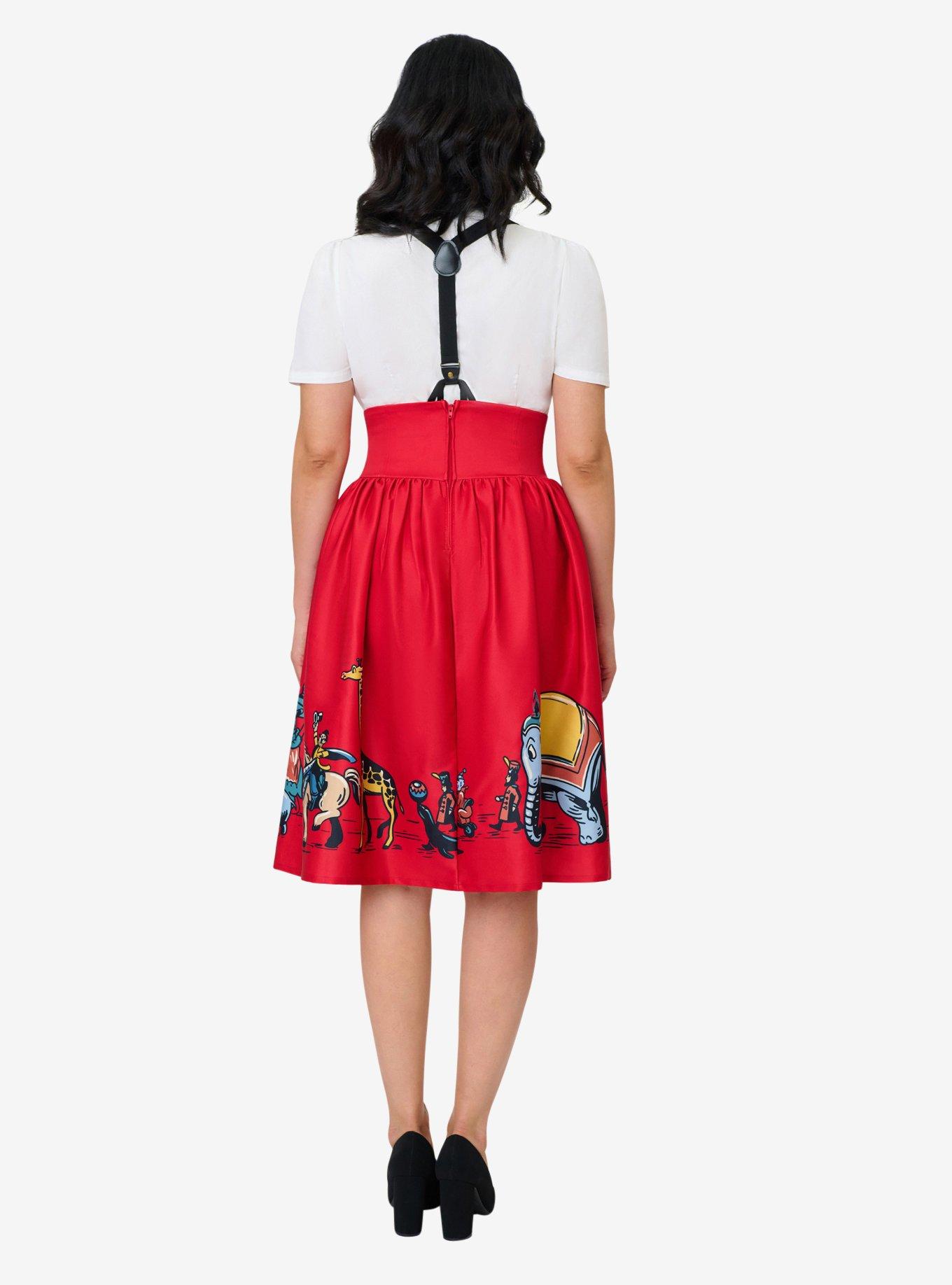 Disney Dumbo Collection by Unique Vintage Red Ringmaster Suspender Swing Skirt, , hi-res