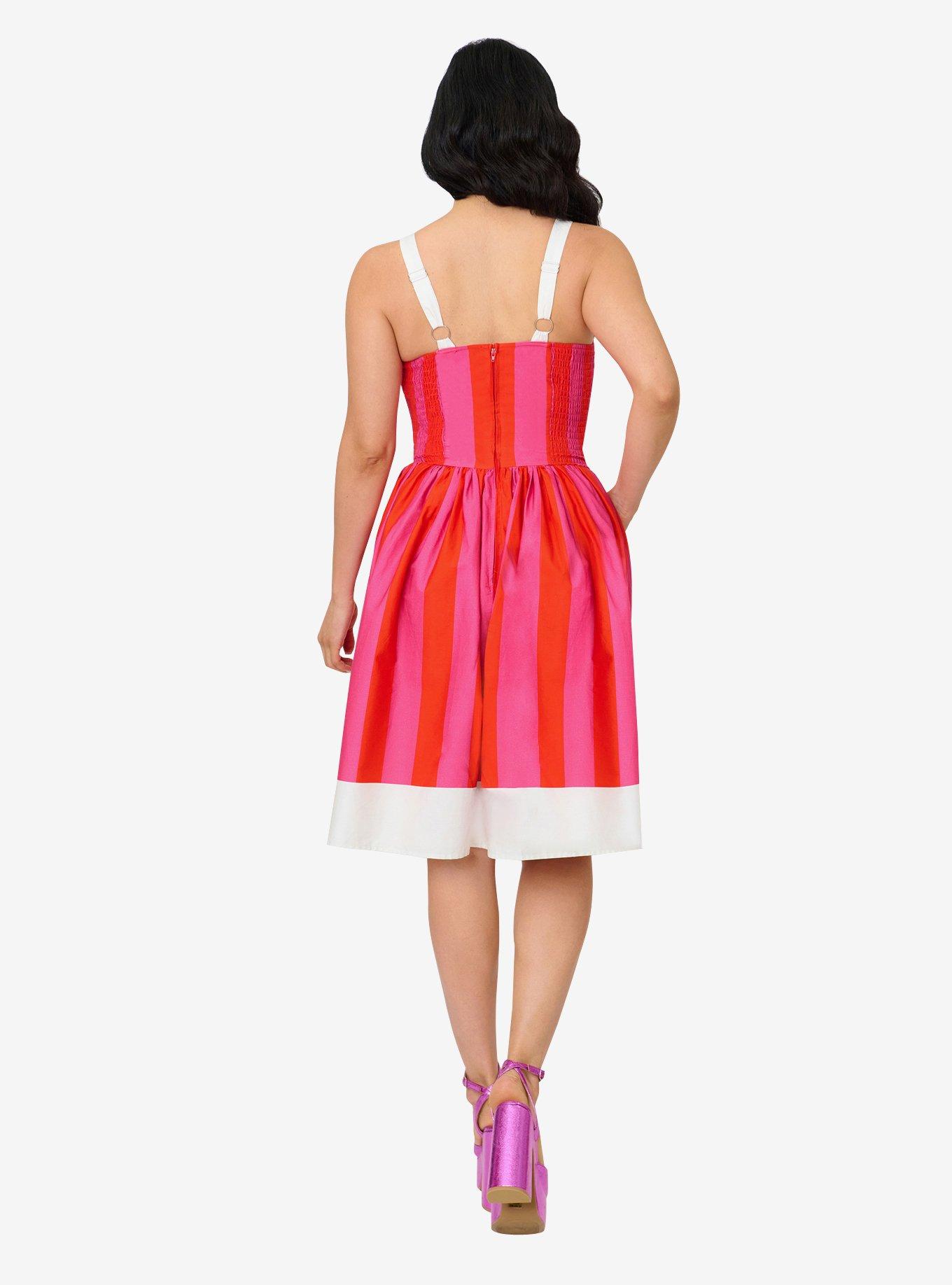 Disney Dumbo Collection by Unique Vintage Red & Pink Stripe Dumbo Swing Dress, , hi-res