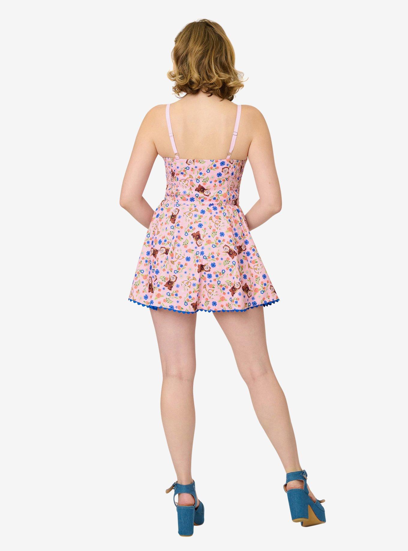 Disney Beauty and the Beast Collection by Unique Vintage Lumiere & Cogsworth Sweetheart Skirted Romper, , hi-res