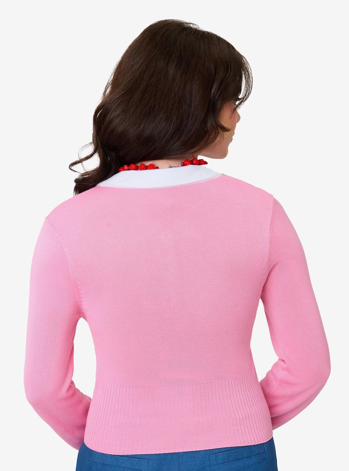 Disney Beauty and the Beast Collection by Unique Vintage Pink Rose Cardigan, , hi-res