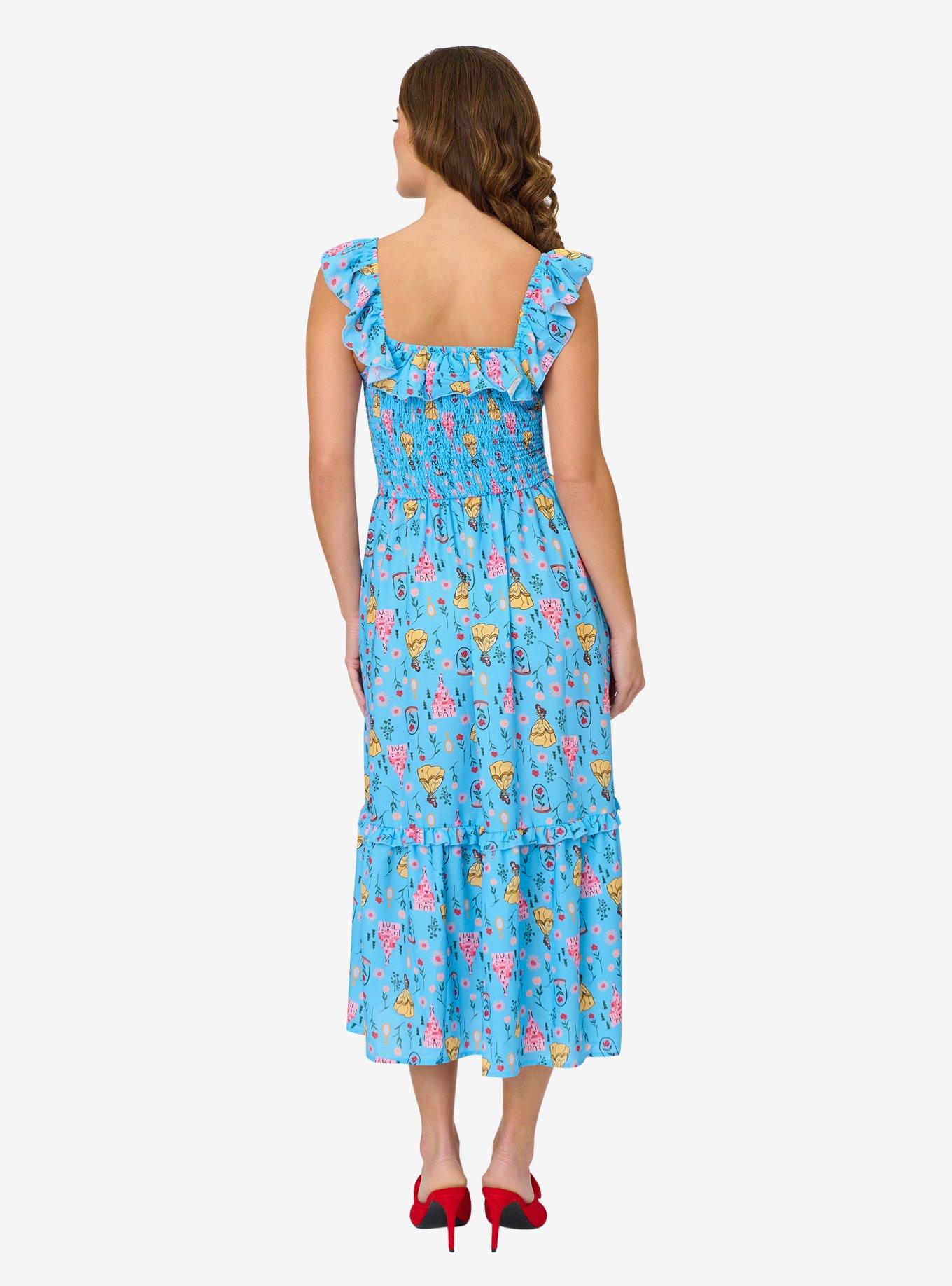 Disney Beauty and the Beast Collection by Unique Vintage Blue Beauty & Beast Midi Dress, , hi-res