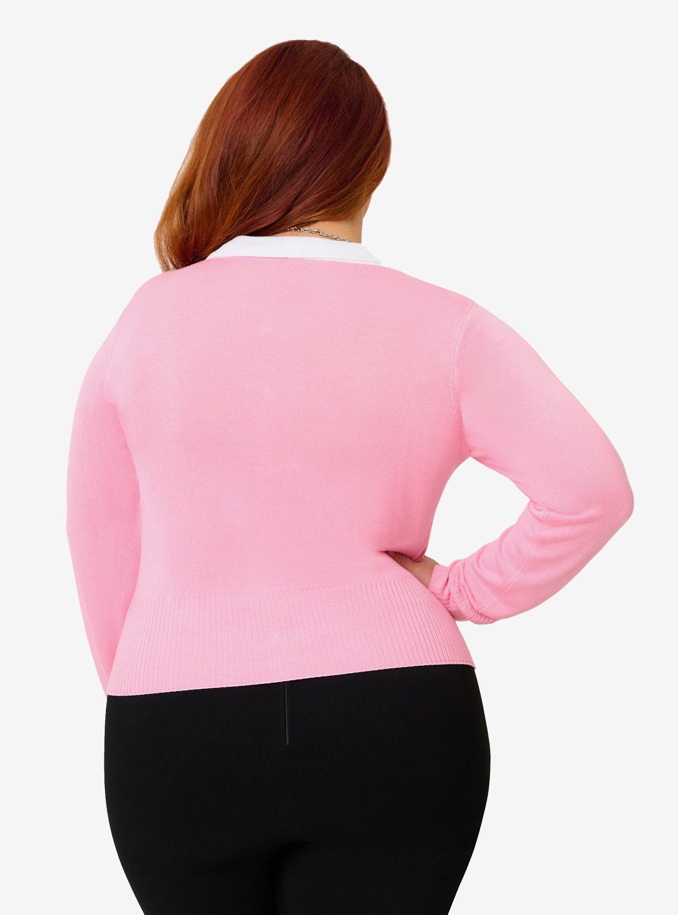 Disney Beauty and the Beast Collection by Unique Vintage Plus Size Pink Rose Cardigan, , hi-res