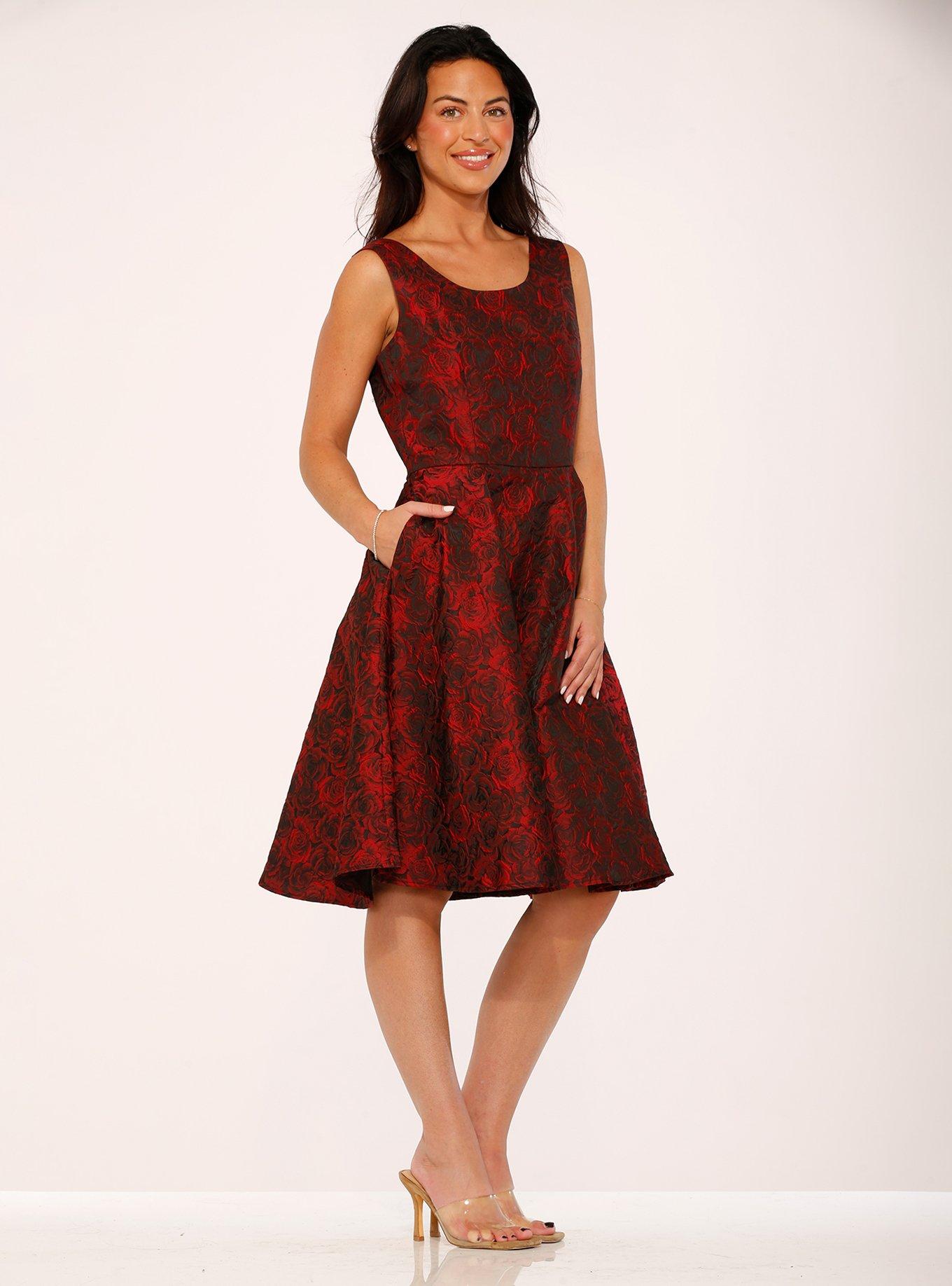 Black Red Rose Brocade Dress, , hi-res