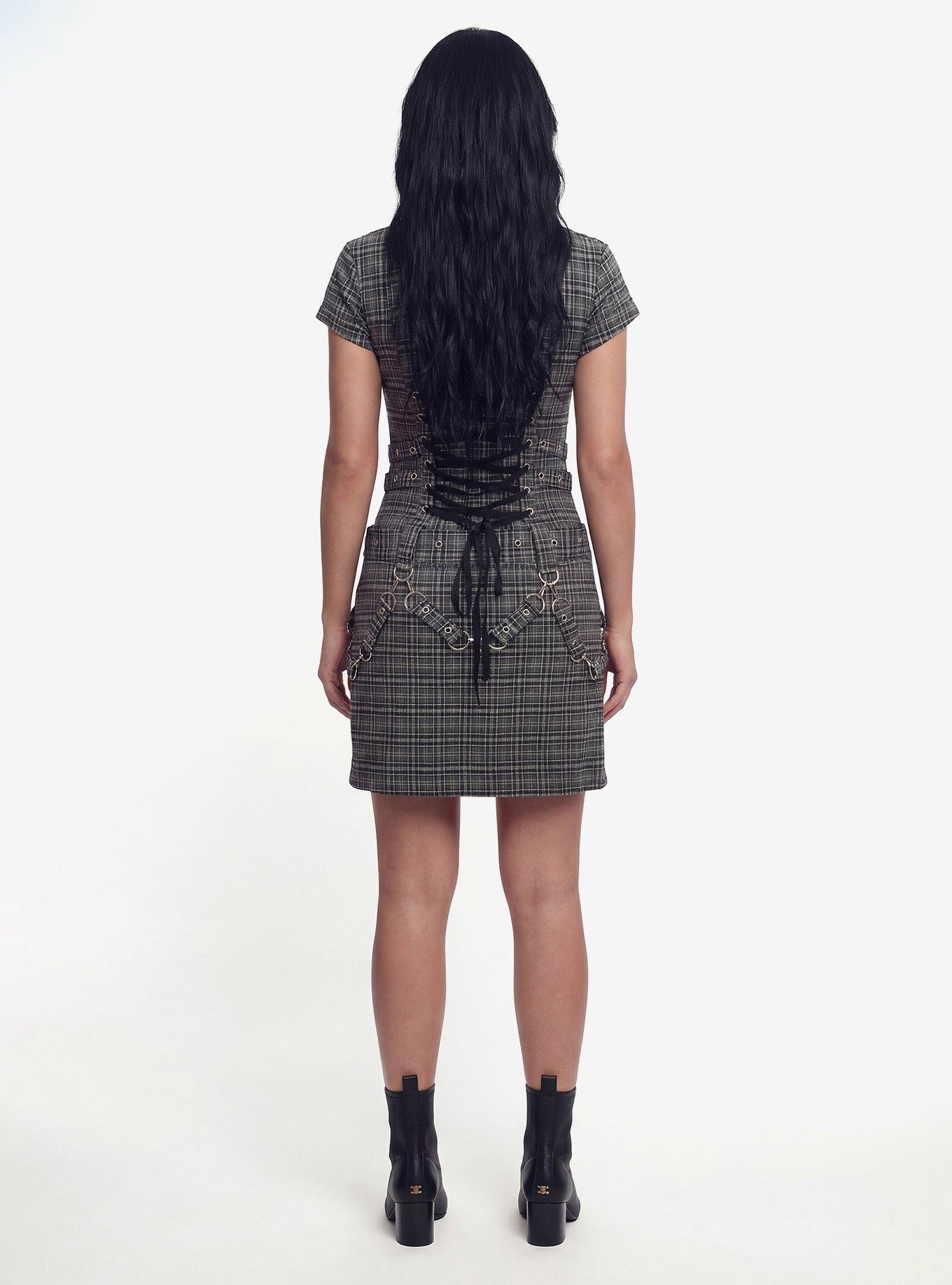 Grey Plaid Detention Dress, GREY, alternate - view 3