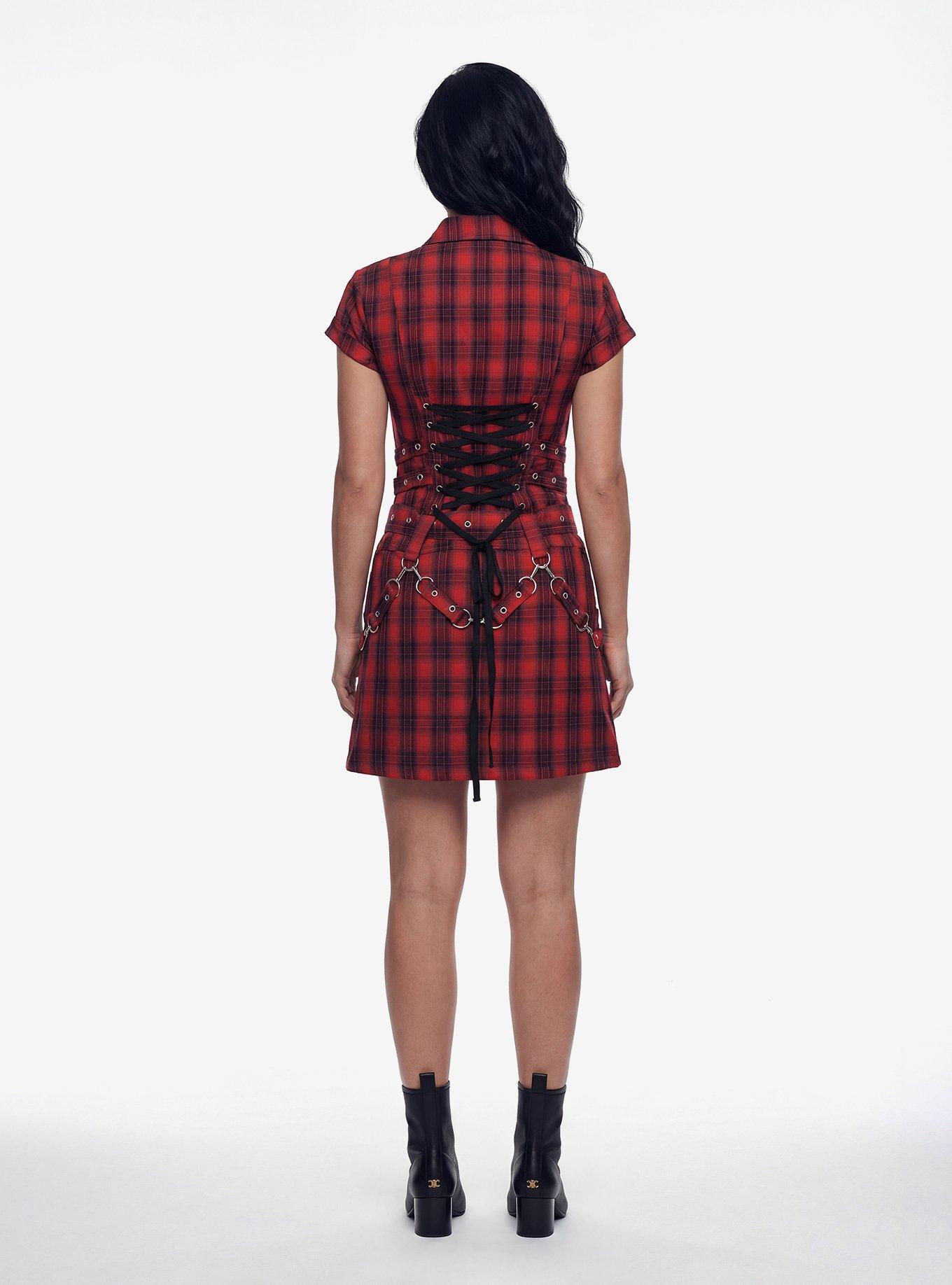 Red Plaid Detention Dress, RED, alternate - view 3
