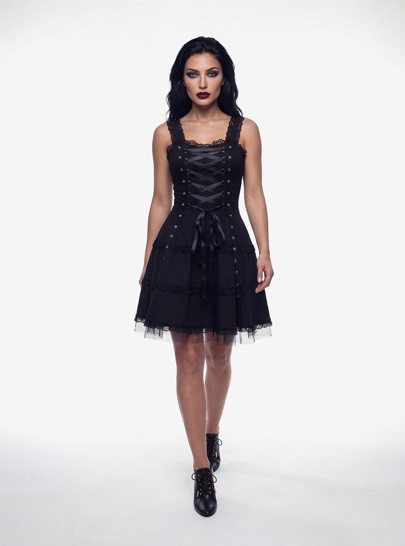 Black Gothic Dress, , hi-res