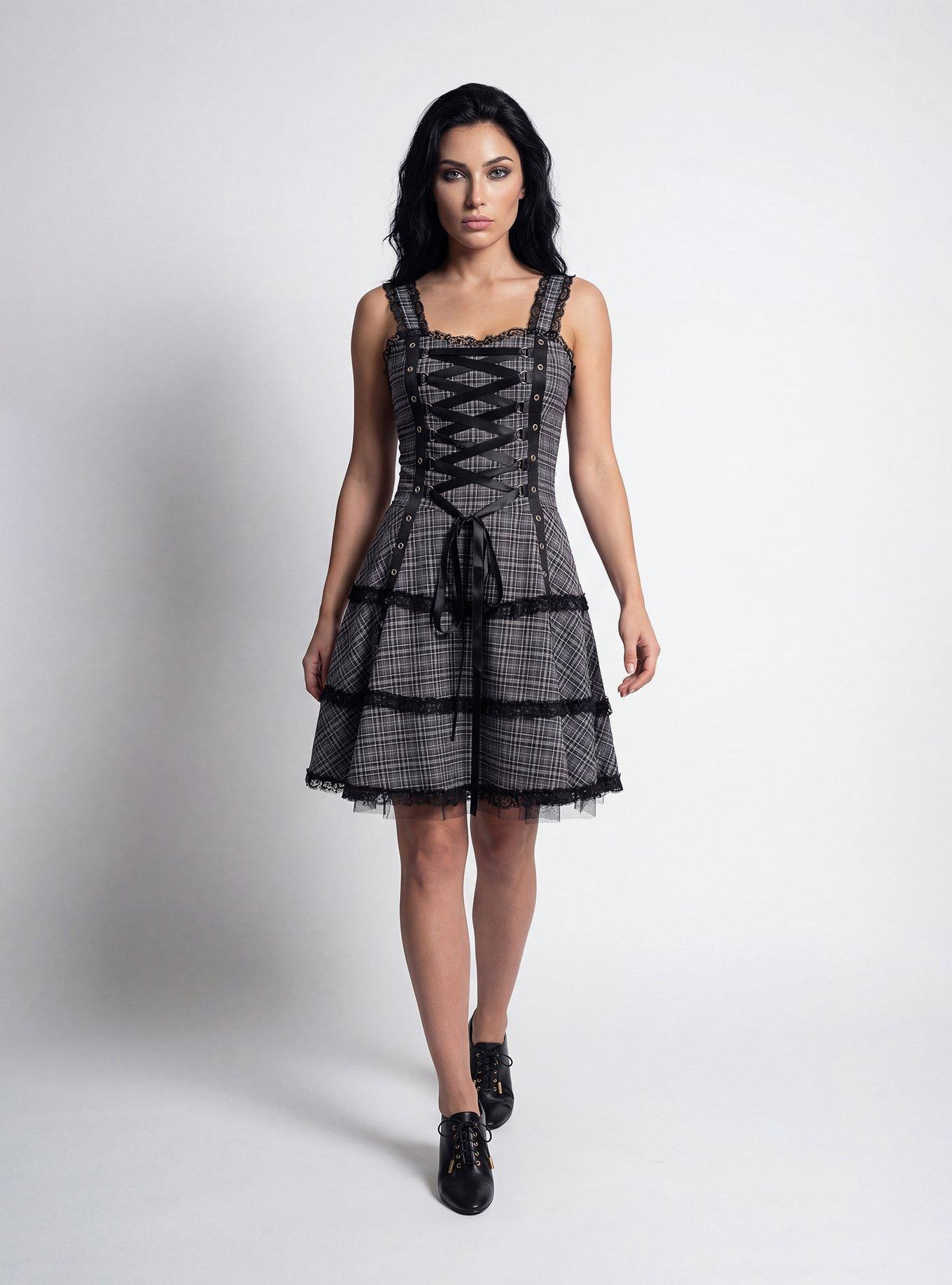 Grey Gothic Dress, , hi-res
