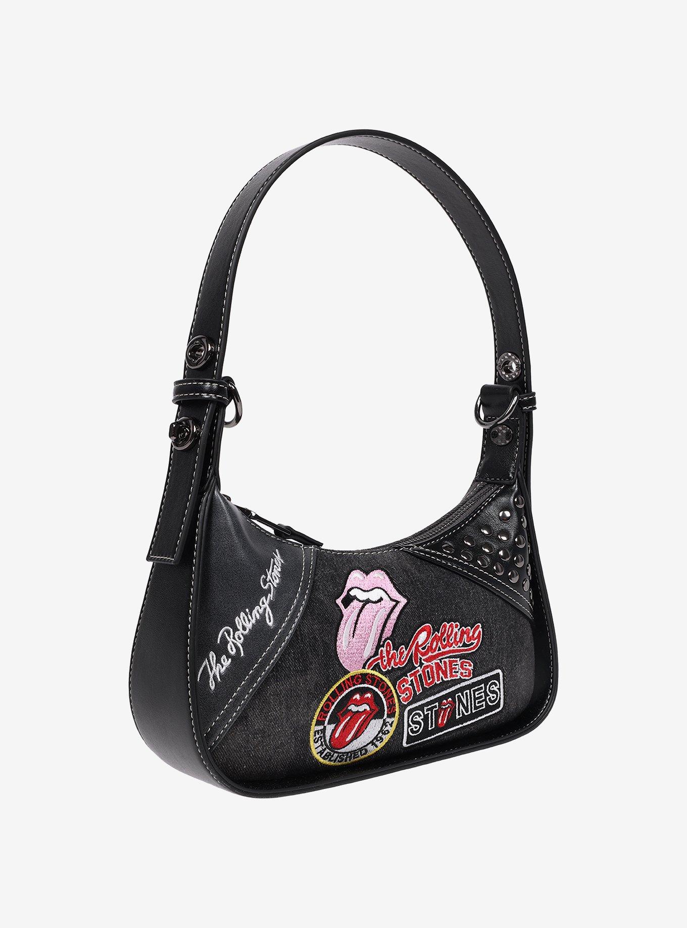 The Rolling Stones Patchwork Black Denim Small Shoulder Bag, , hi-res