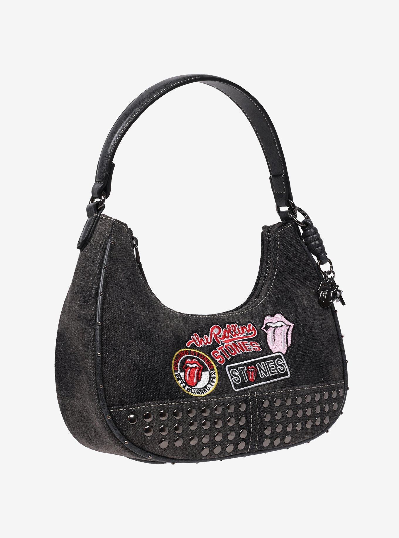 The Rolling Stones Patch Black Denim Small Hobo Bag, , hi-res