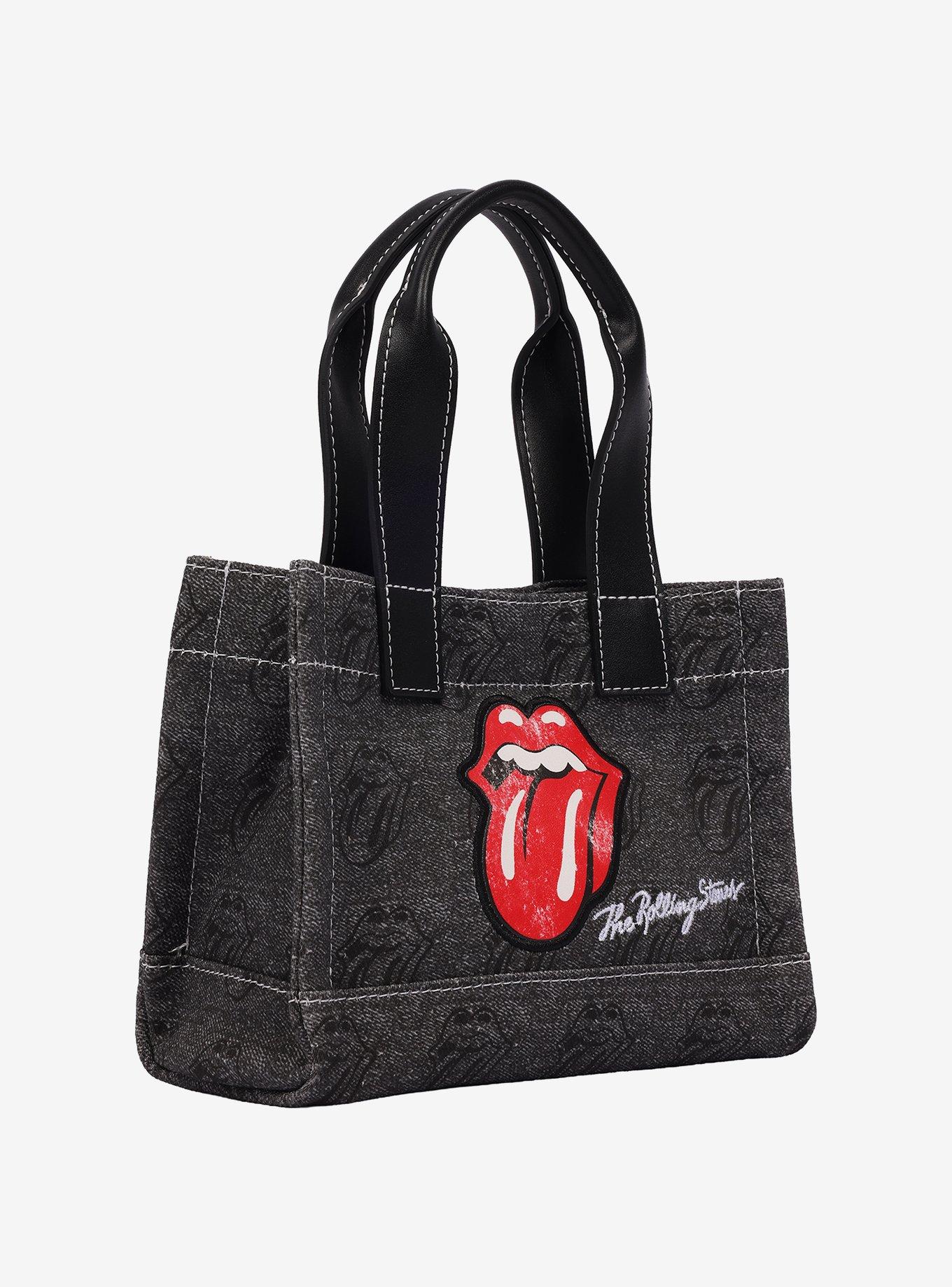 The Rolling Stones Black Denim Mini Tote Bag, , hi-res