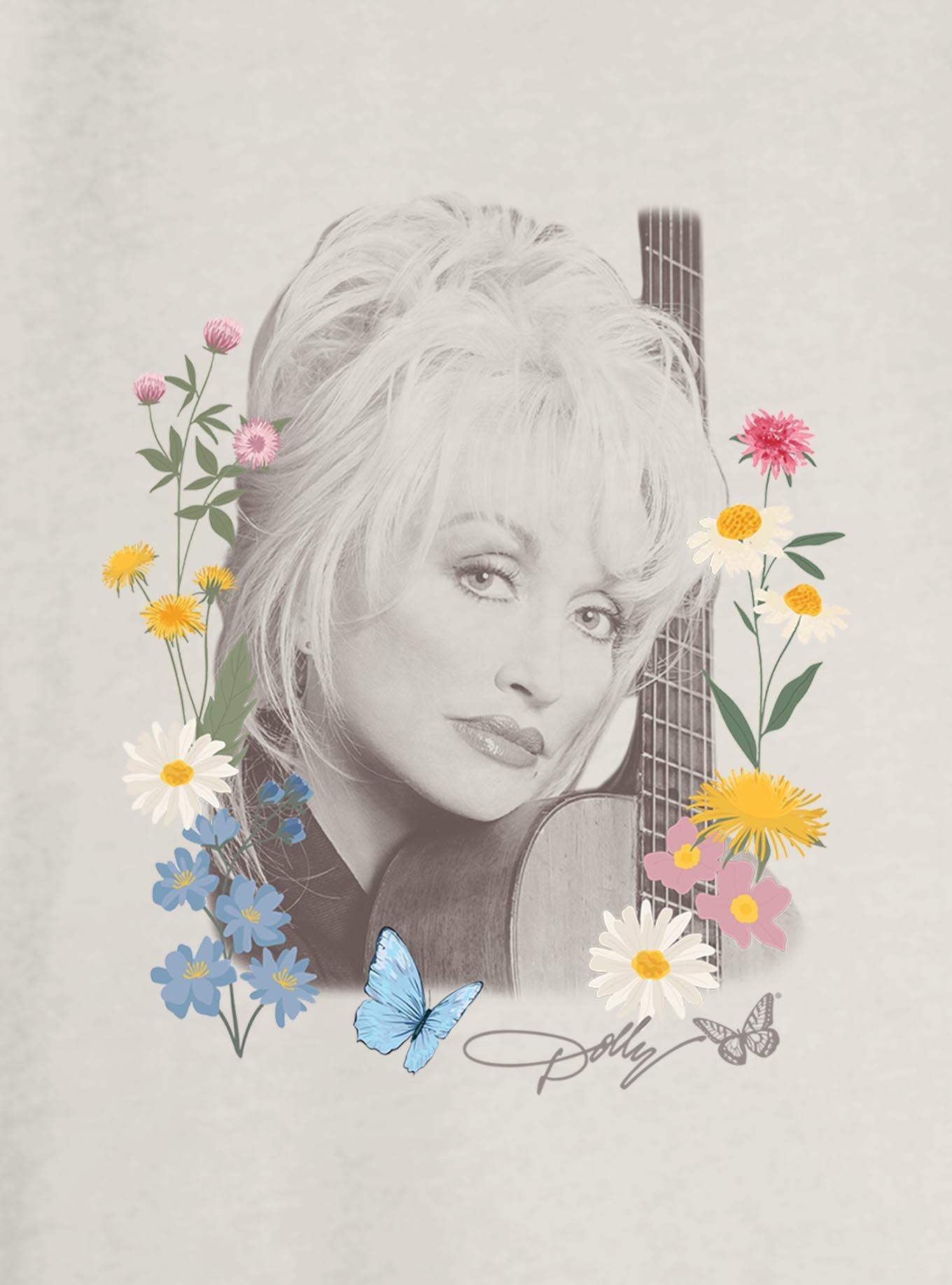 Dolly Parton Wildflowers Portrait Girls Slouchy Sweatshirt, , hi-res