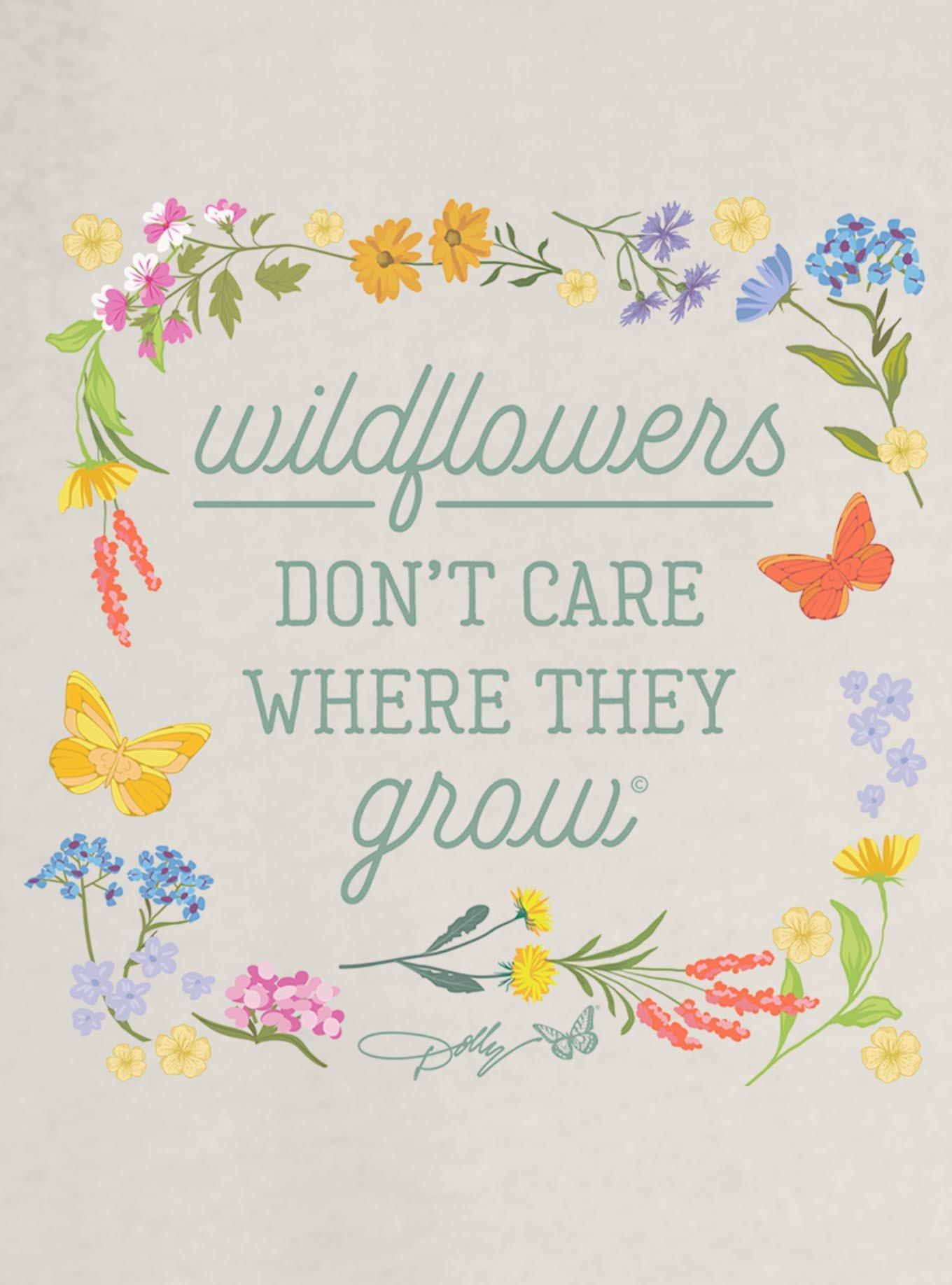 Dolly Parton Wildflowers Don't Care Girls Slouchy Sweatshirt, , hi-res