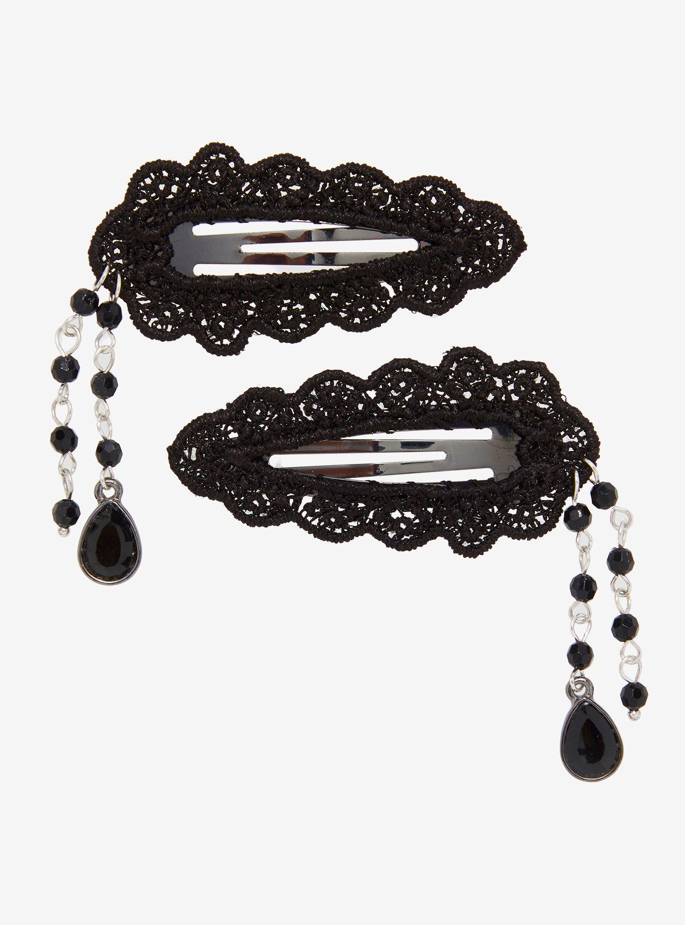 Cosmic Aura Black Lace Gem Hair Clip Set, , alternate - view 2