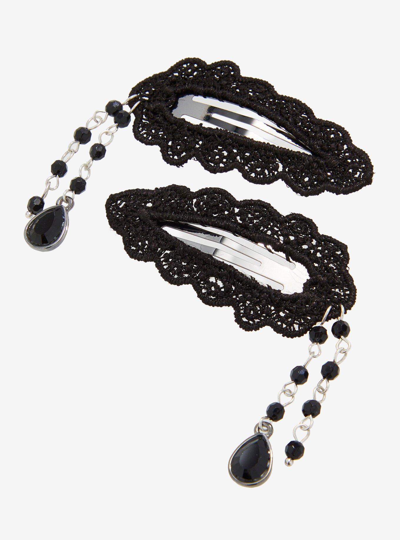 Cosmic Aura Black Lace Gem Hair Clip Set, , alternate - view 3
