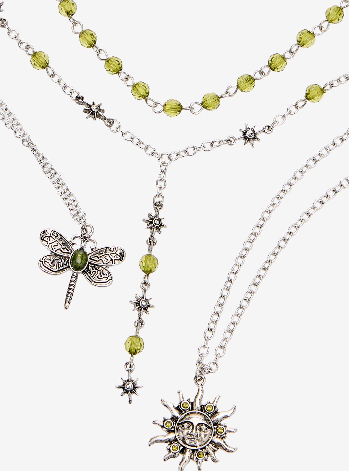 Thorn & Fable Dragonfly Sun Green Necklace Set, , alternate - view 3