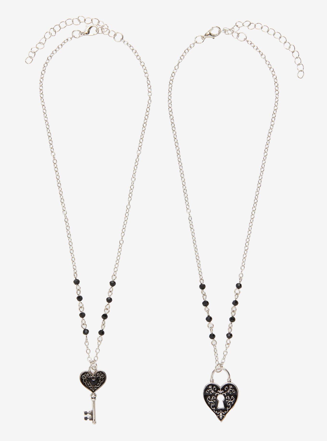 Gothic Heart Lock & Key Best Friend Necklace Set, , alternate - view 2