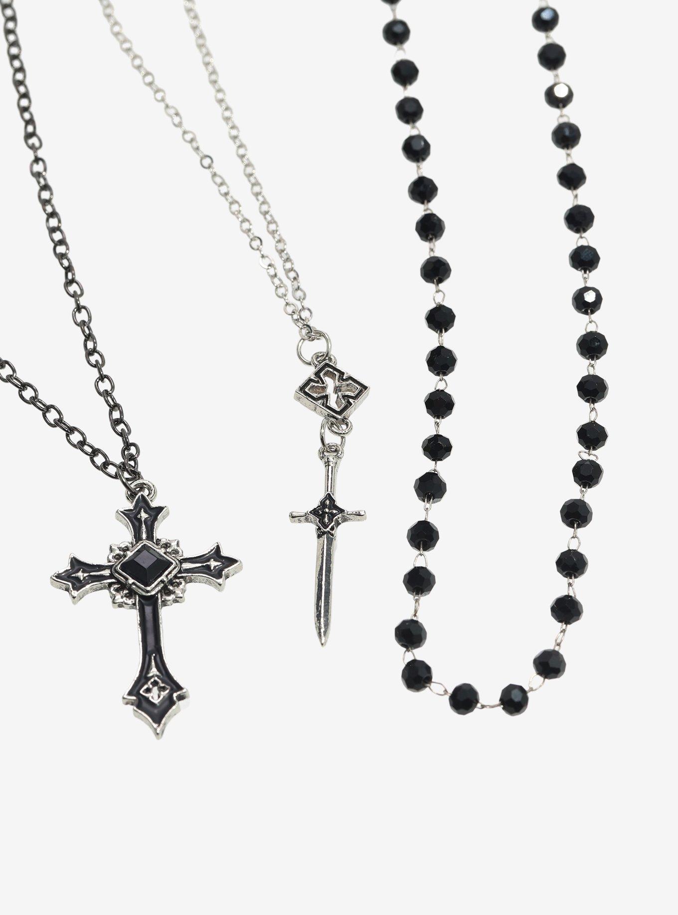 Cosmic Aura Black Cross Dagger Necklace Set, , alternate - view 3