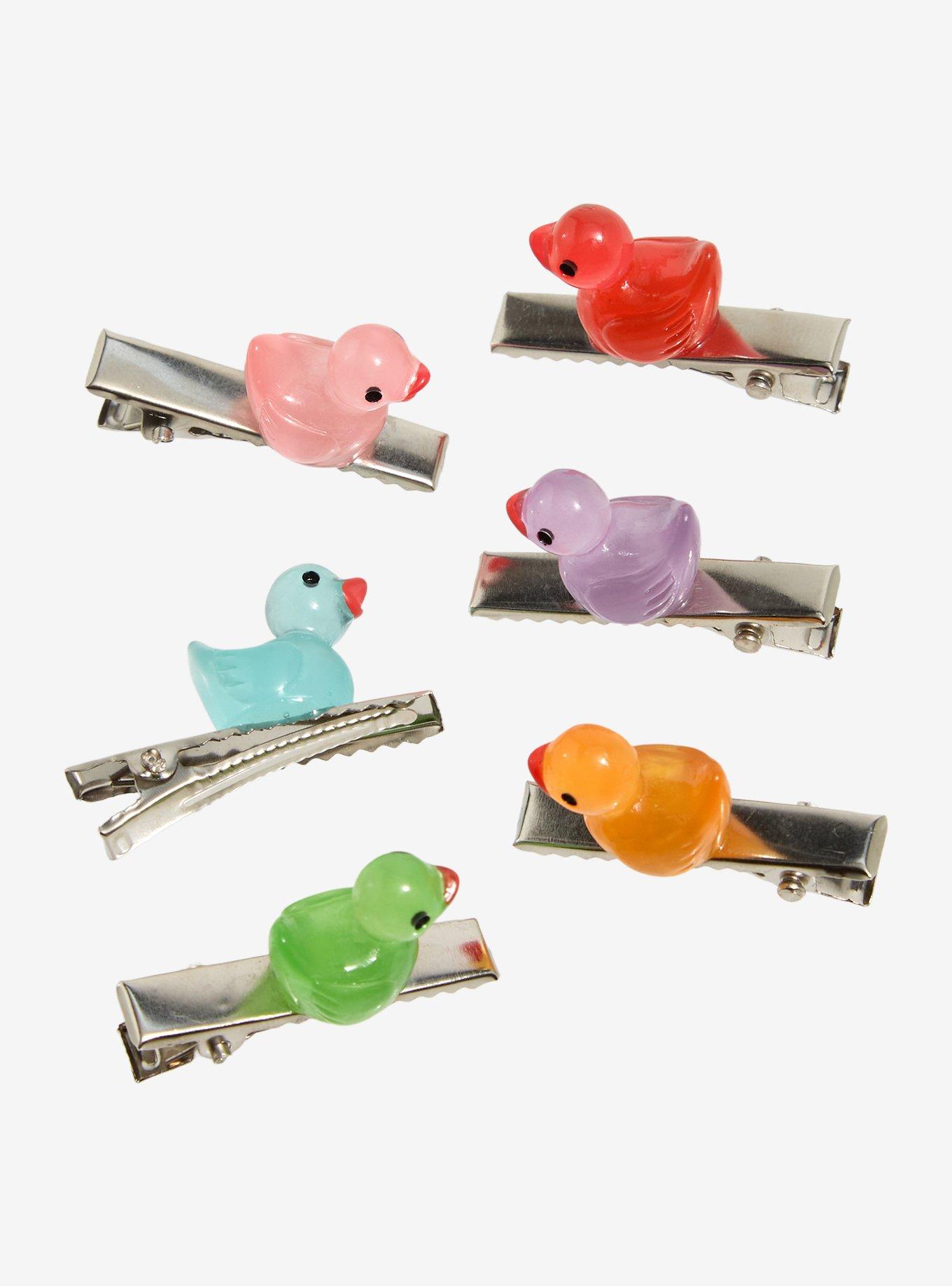 Multicolor Glow-In-The-Dark Rubber Duck Hair Clip Set, , alternate - view 3