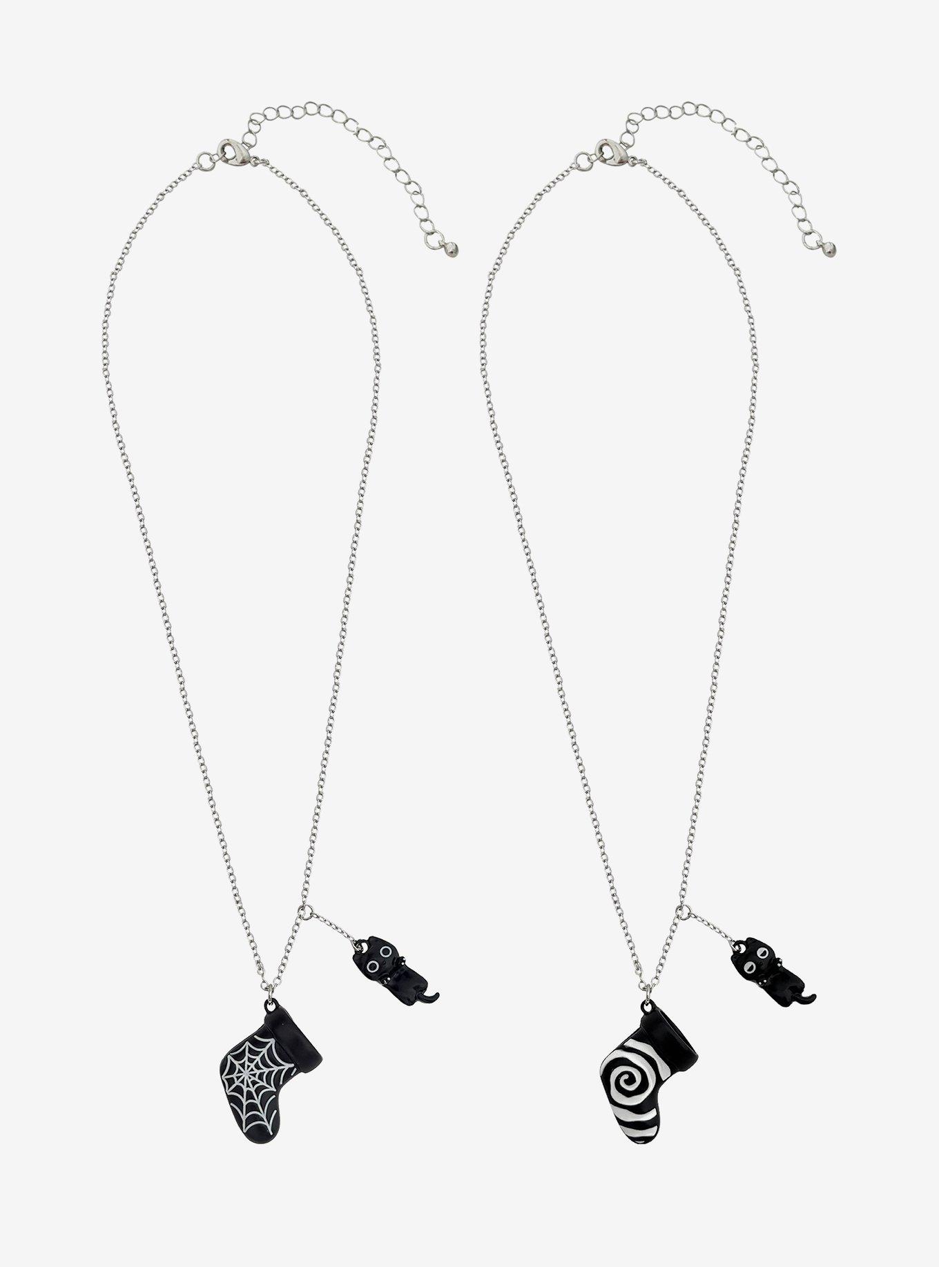 Black & White Cat Stocking Best Friend Necklace Set, , alternate - view 2