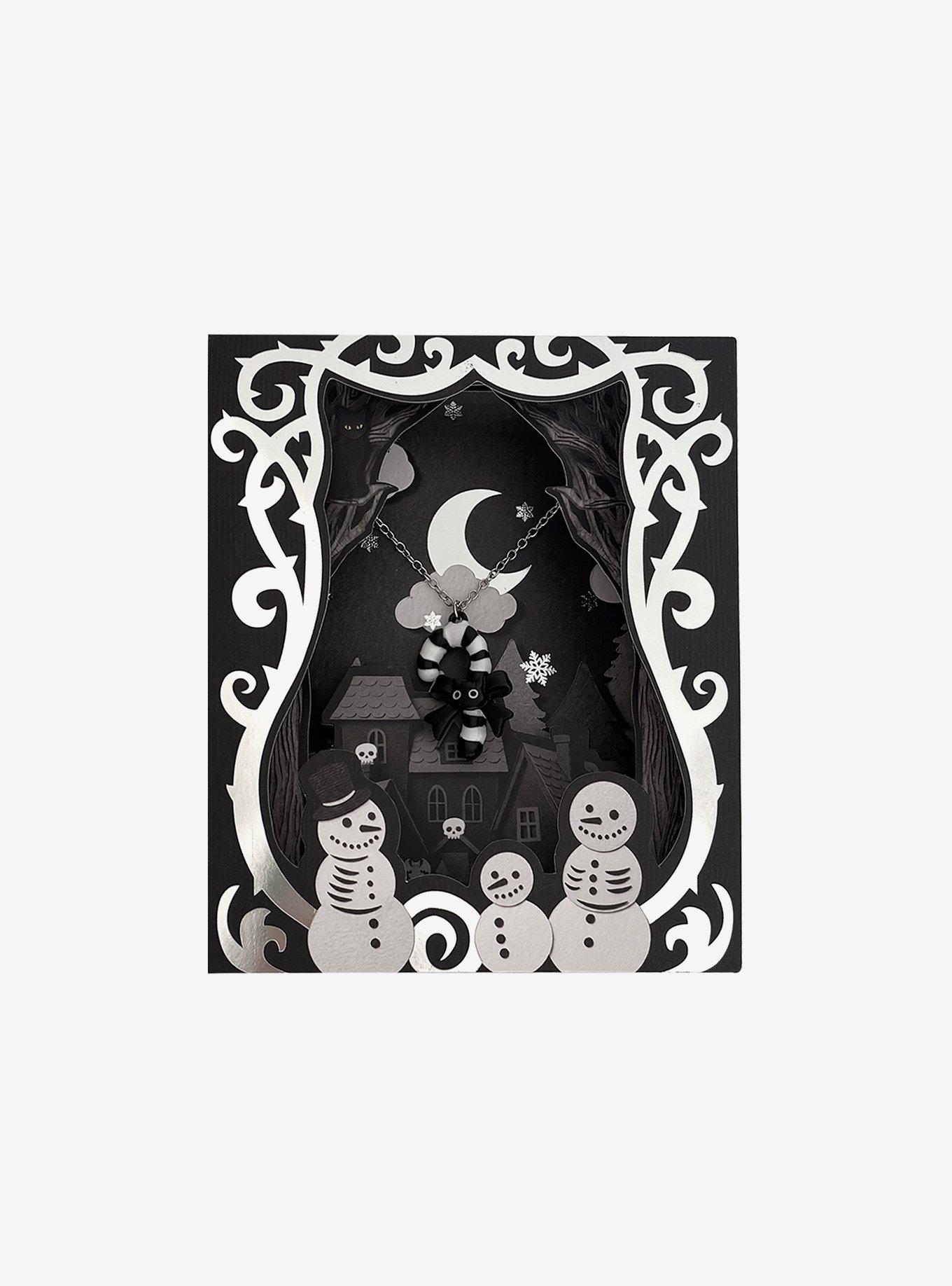 Candy Cane Cat Paper Theater Box Necklace, , alternate - view 2