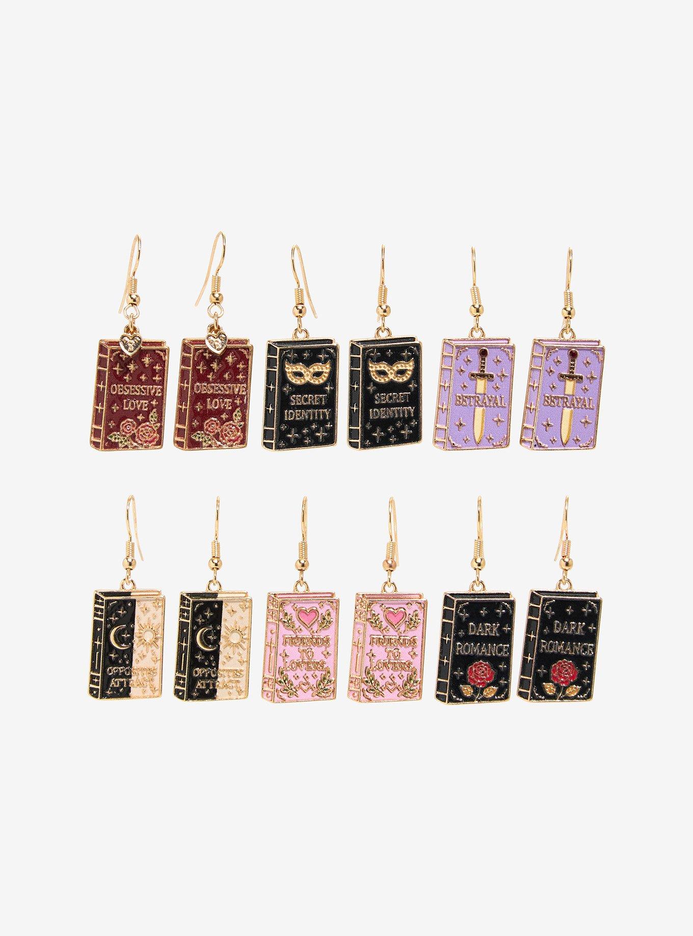 Sweet Society Romance Tropes Book Drop Earring Set, , alternate - view 2