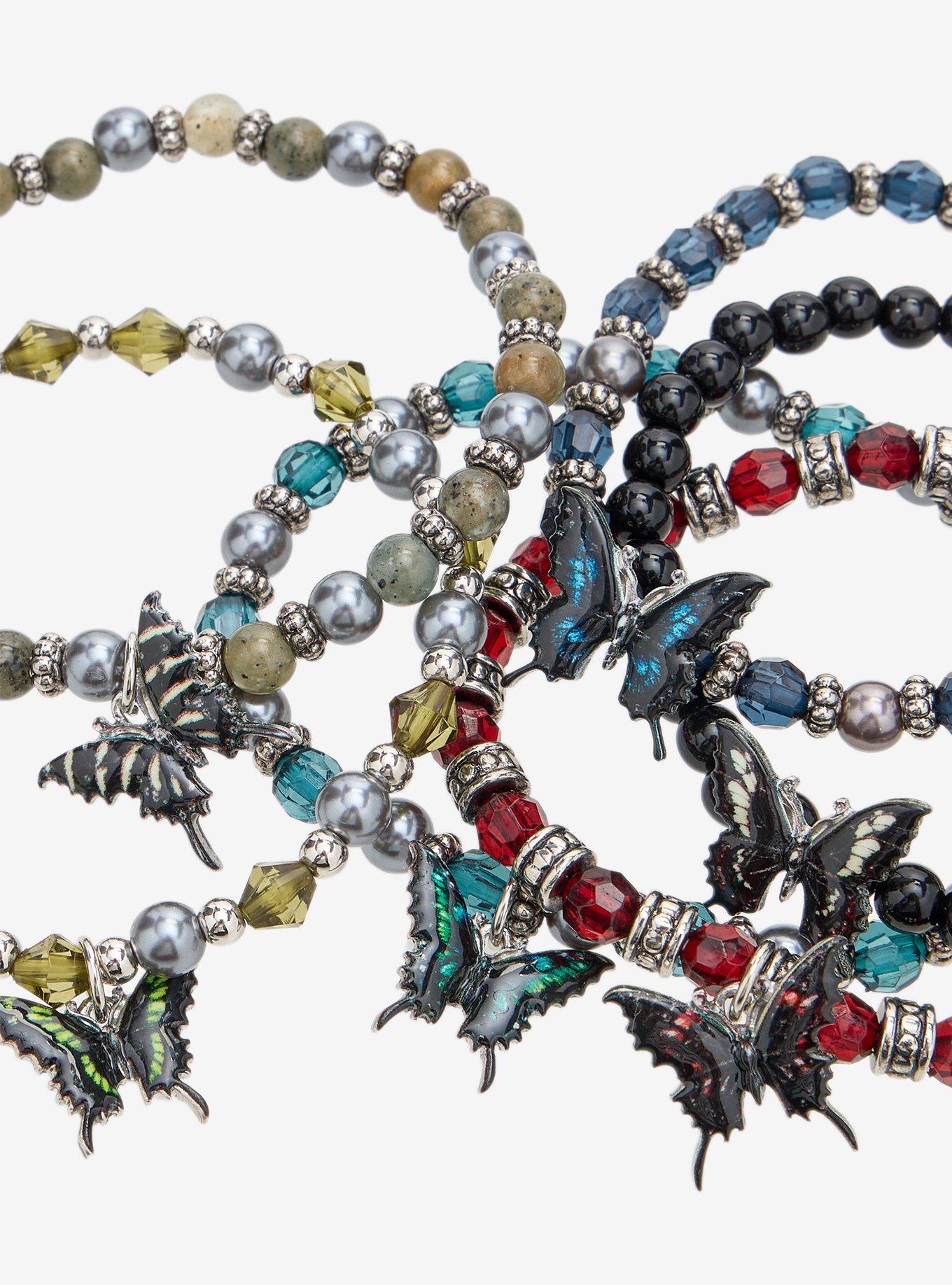Cosmic Aura Butterfly Goth Bead Bracelet Set, , alternate - view 3