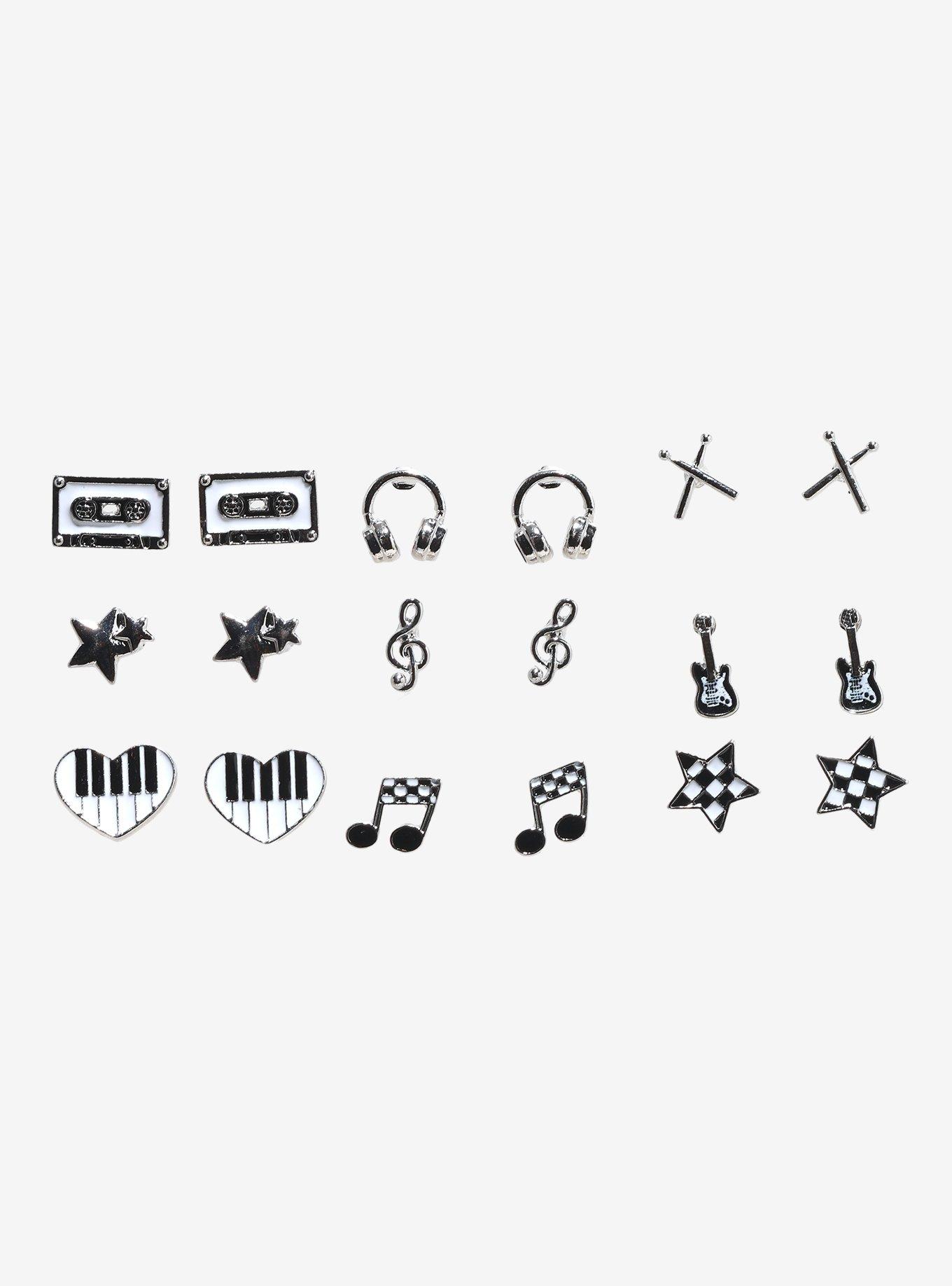 Social Collision Music Icons Stud Earring Set, , alternate - view 2