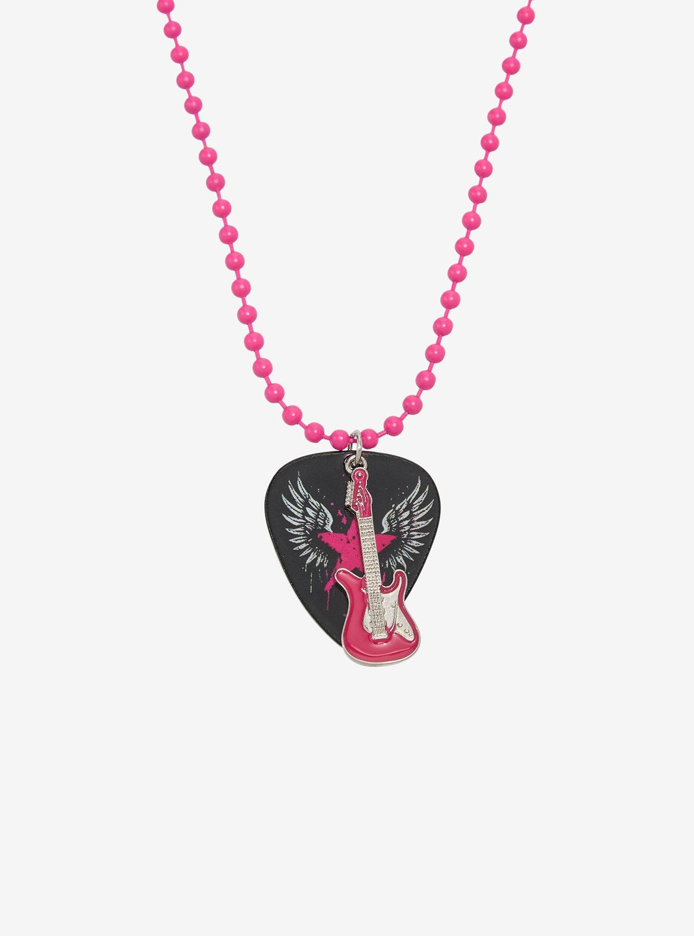 Social Collision Pink & Black Guitar Best Friend Necklace Set, , alternate - view 3