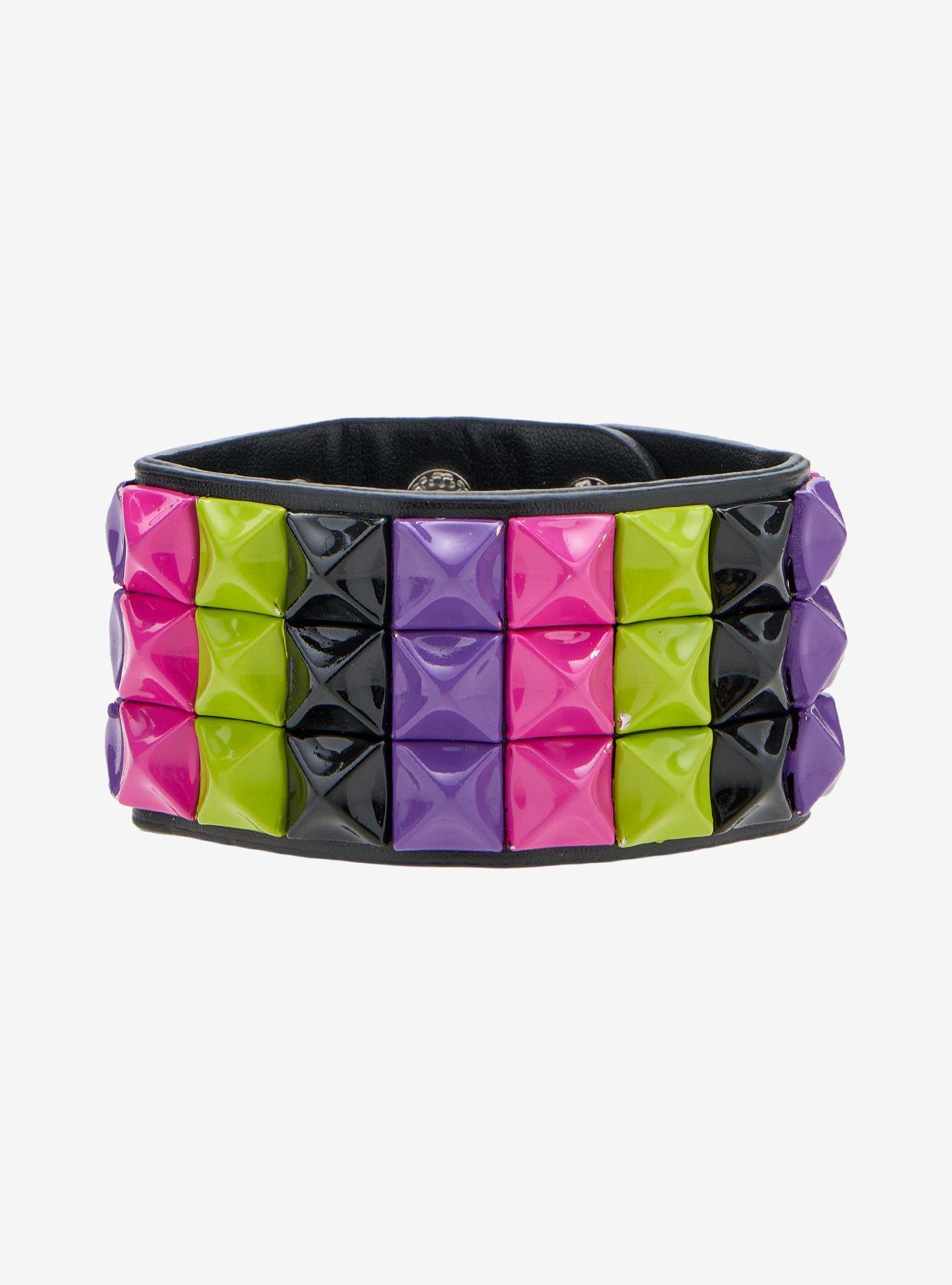 Multicolor Pyramid Cuff Bracelet, , alternate - view 2
