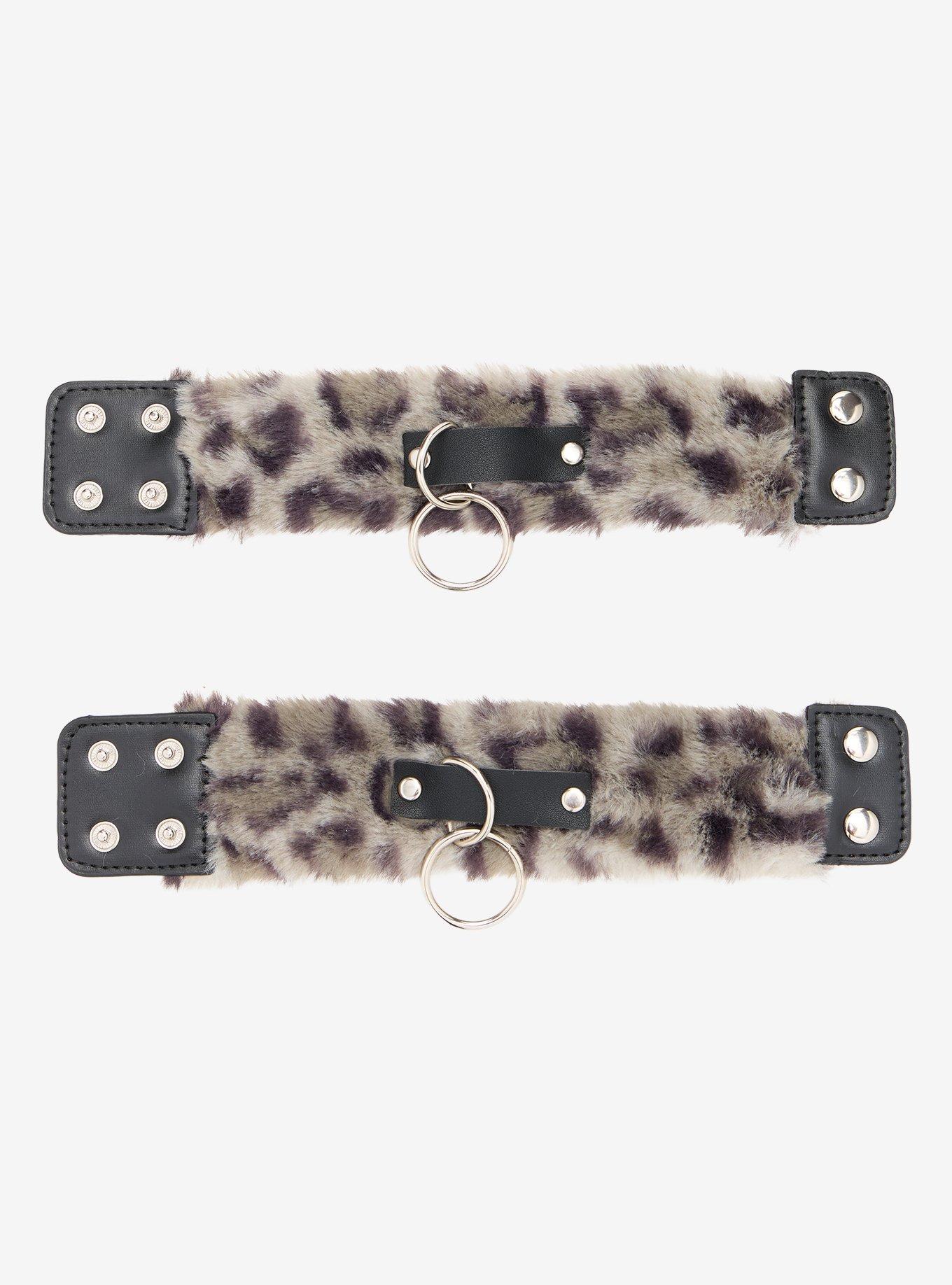 Social Collision Snow Leopard Fuzzy Cuff Bracelet Set, , alternate - view 3