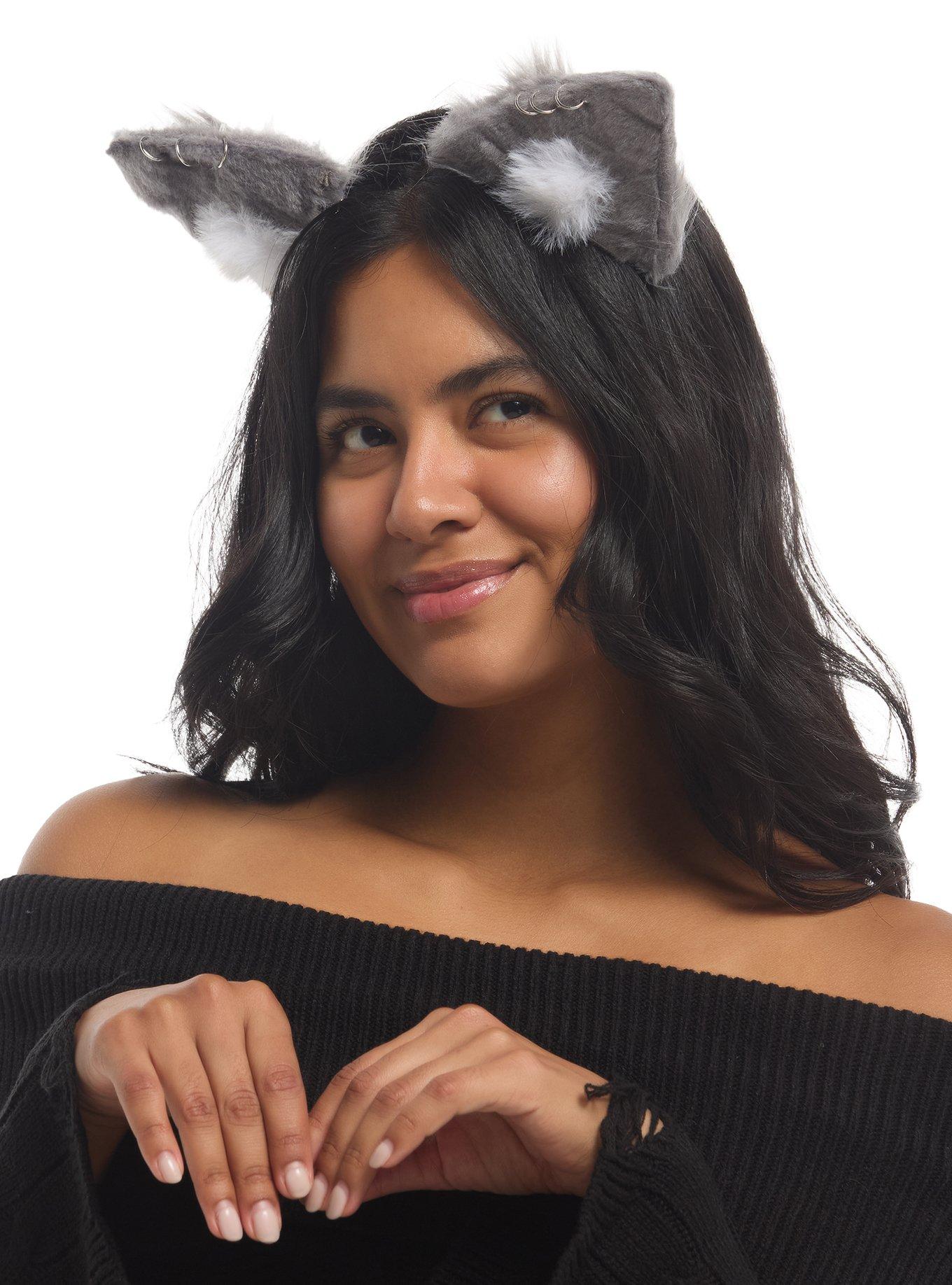 Social Collision Grey Pierced Cat Ear Hair Clip Set, , alternate - view 2