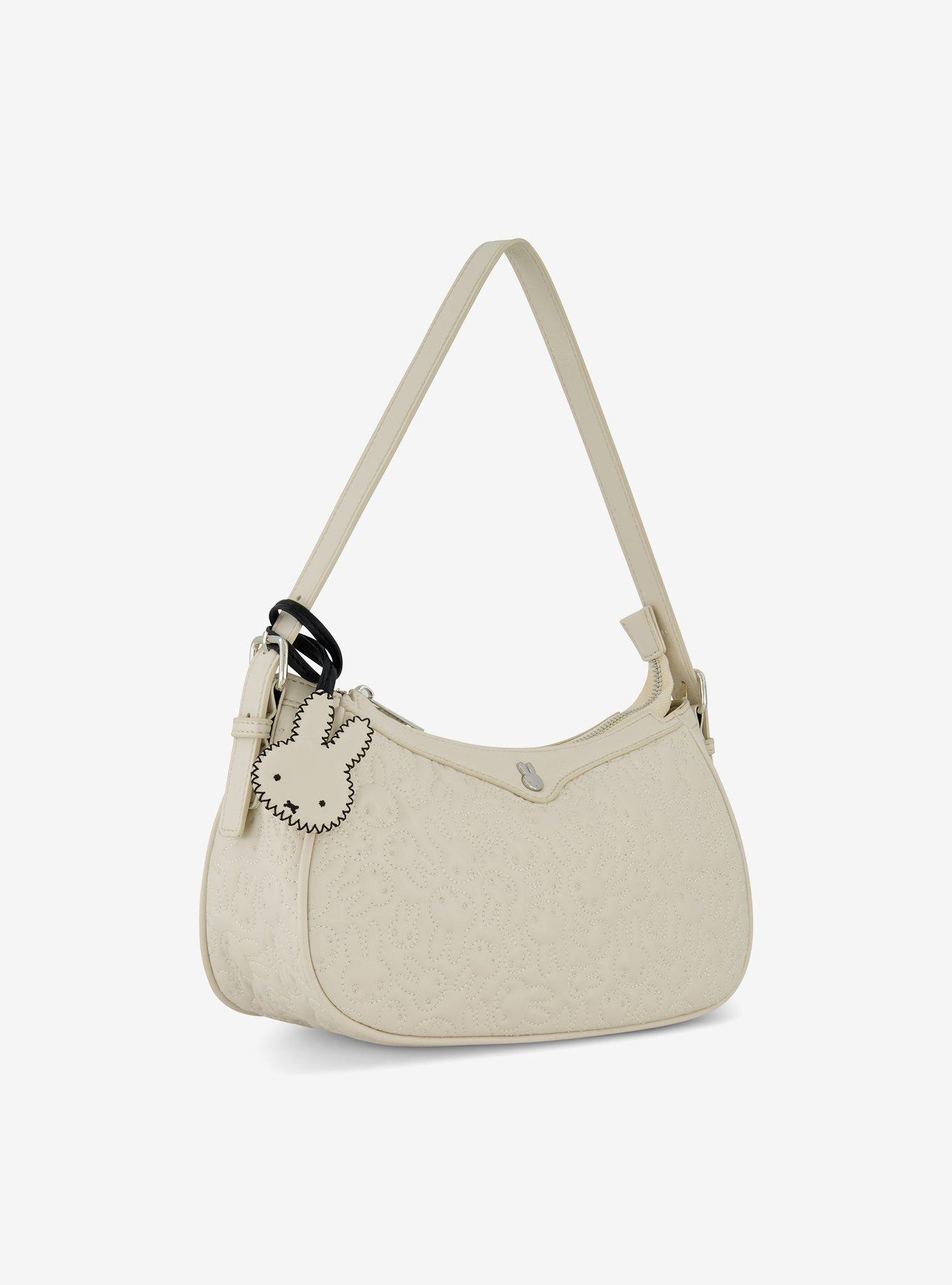 Danielle Nicole Miffy Quilted PU Shoulder Bag with Charm in White, , alternate - view 3