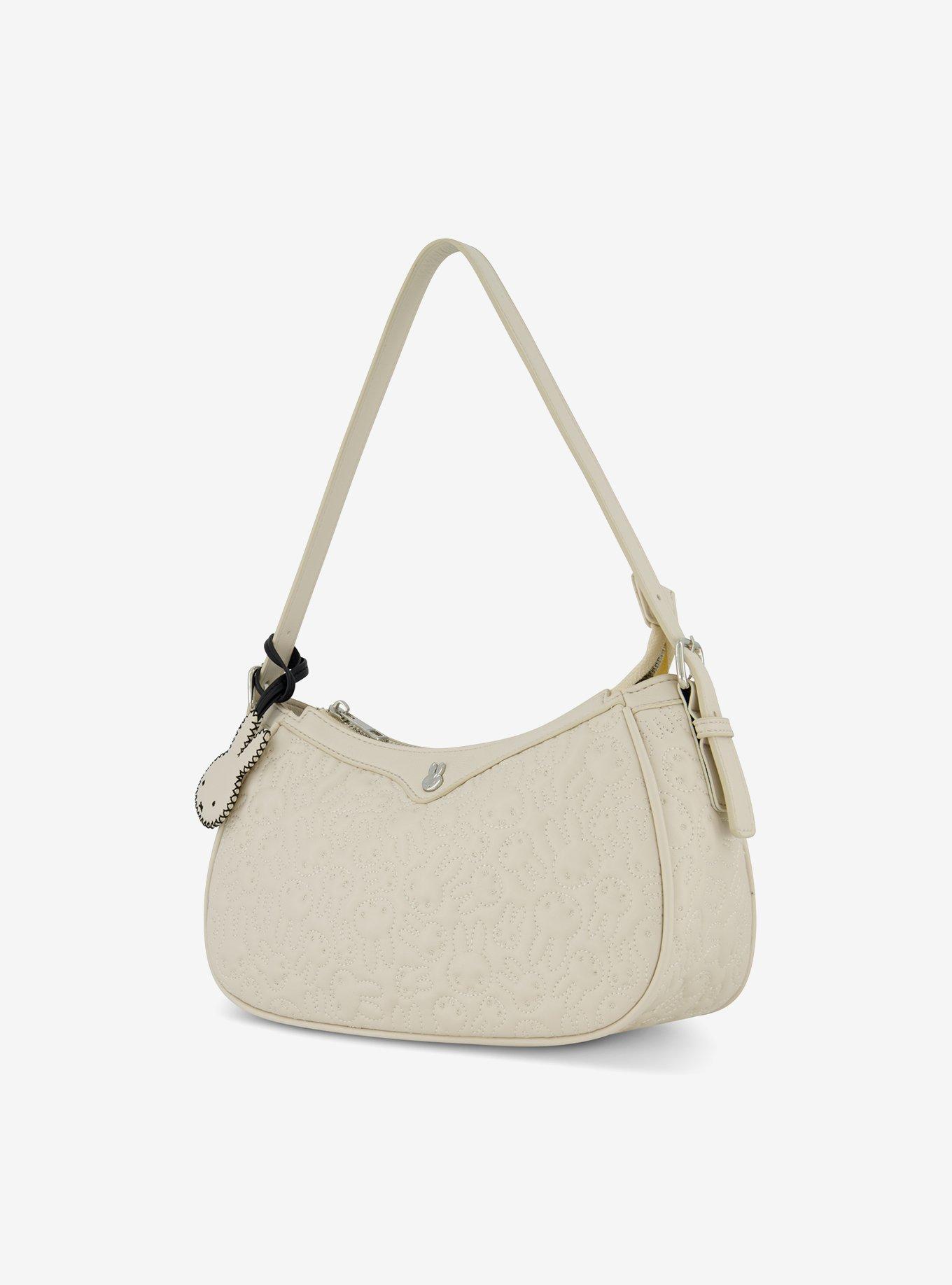Danielle Nicole Miffy Quilted PU Shoulder Bag with Charm in White, , alternate - view 4