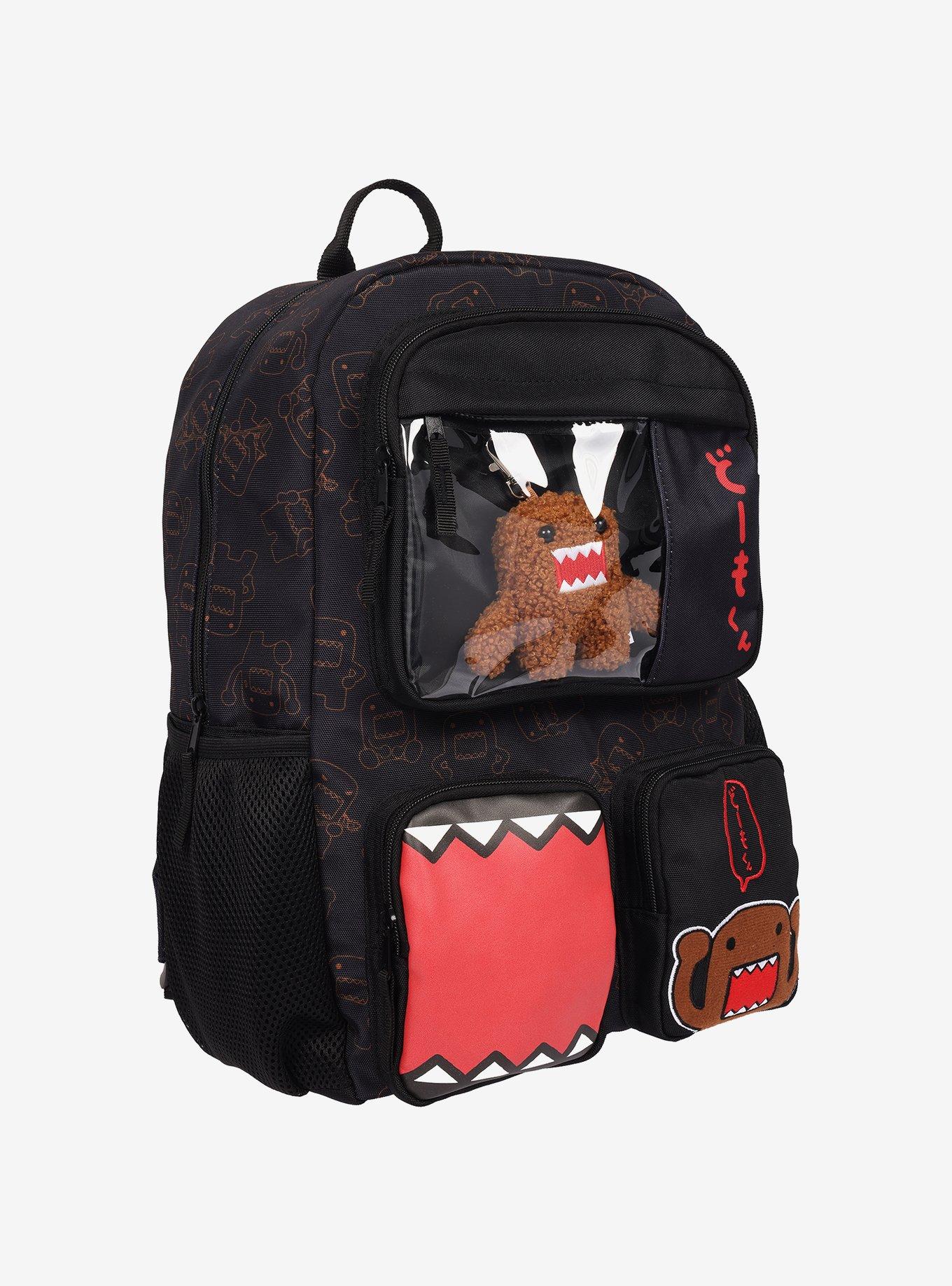 Domo Character Backpack with Clear Window Pocket & Plush Clip Keychain, , hi-res