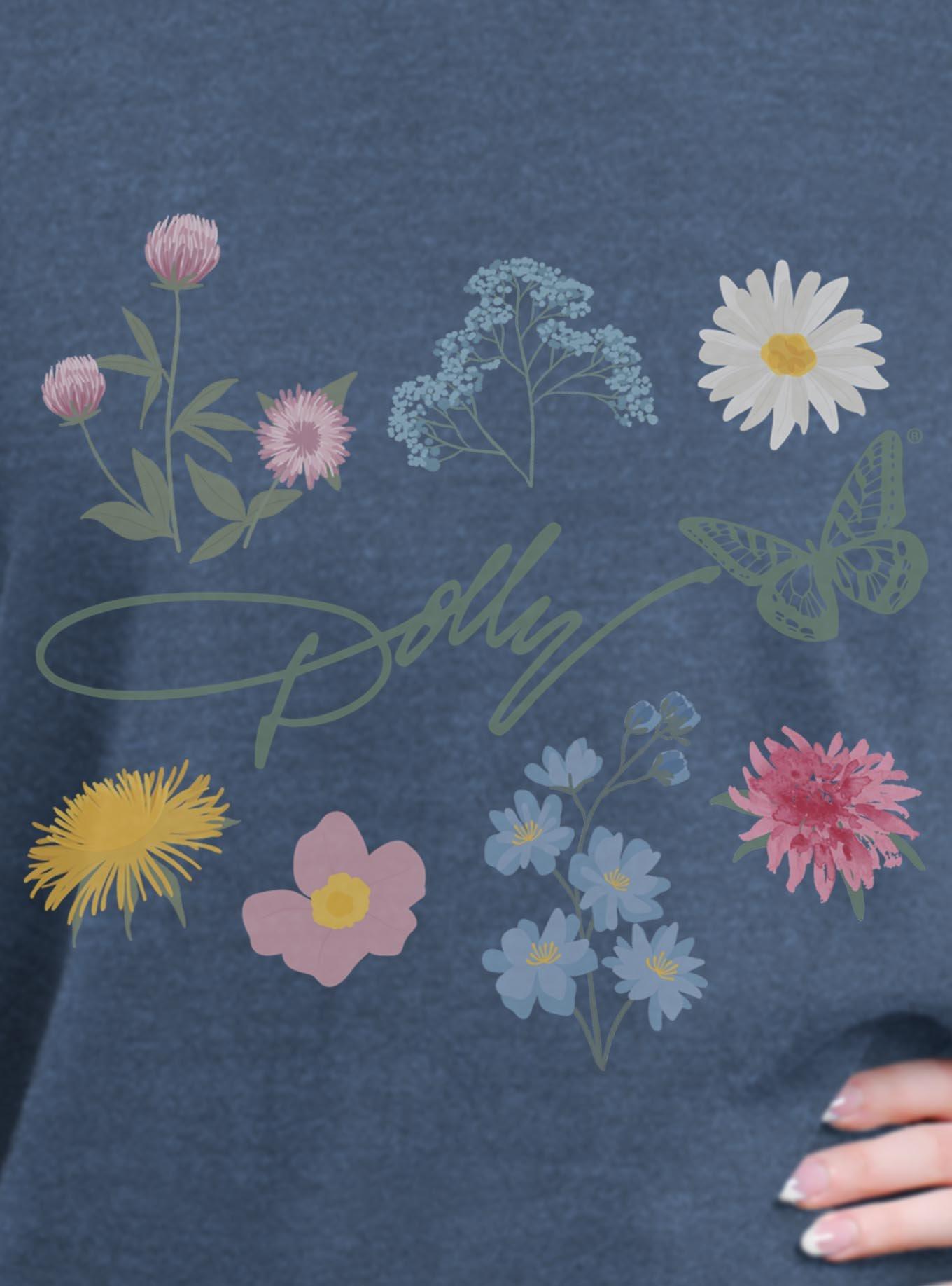 Dolly Parton Floral Signature Girls Oversized Sweatshirt, , hi-res