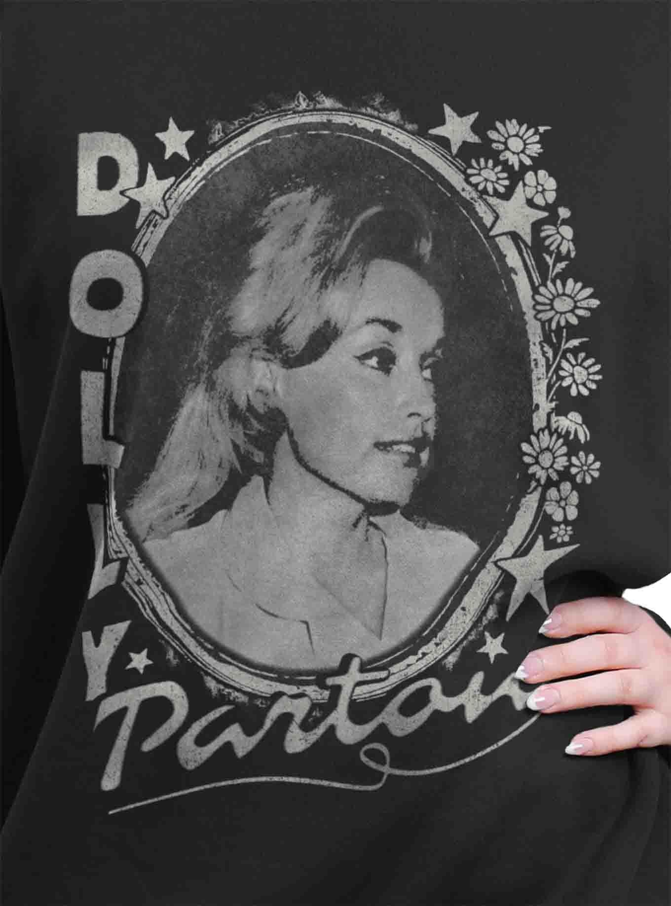 Dolly Parton Stars And Flowers Girls Oversized Sweatshirt, , hi-res