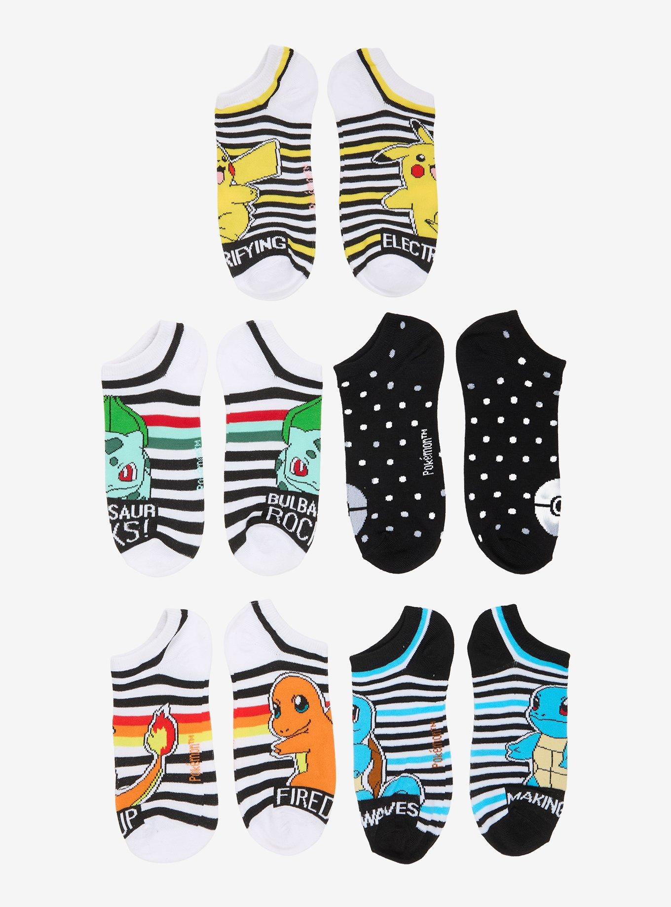 Pok&eacute;mon Kanto Starter Stripe No-Show Socks 5 Pair, , alternate - view 2