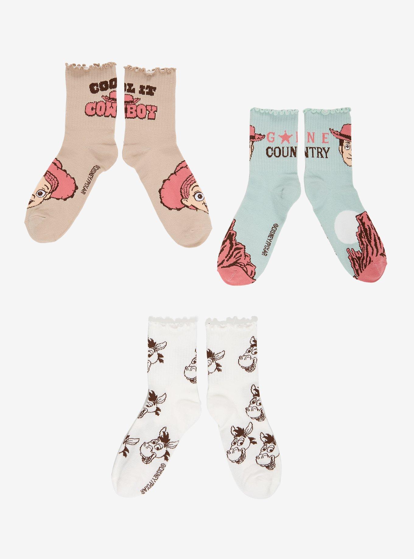 Disney Pixar Toy Story Woody & Jessie Crew Socks 3 Pair, , alternate - view 2