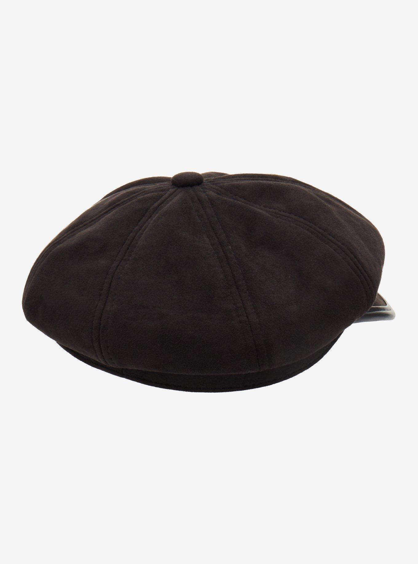Black Faux Suede Trim Cabbie Hat, , alternate - view 4