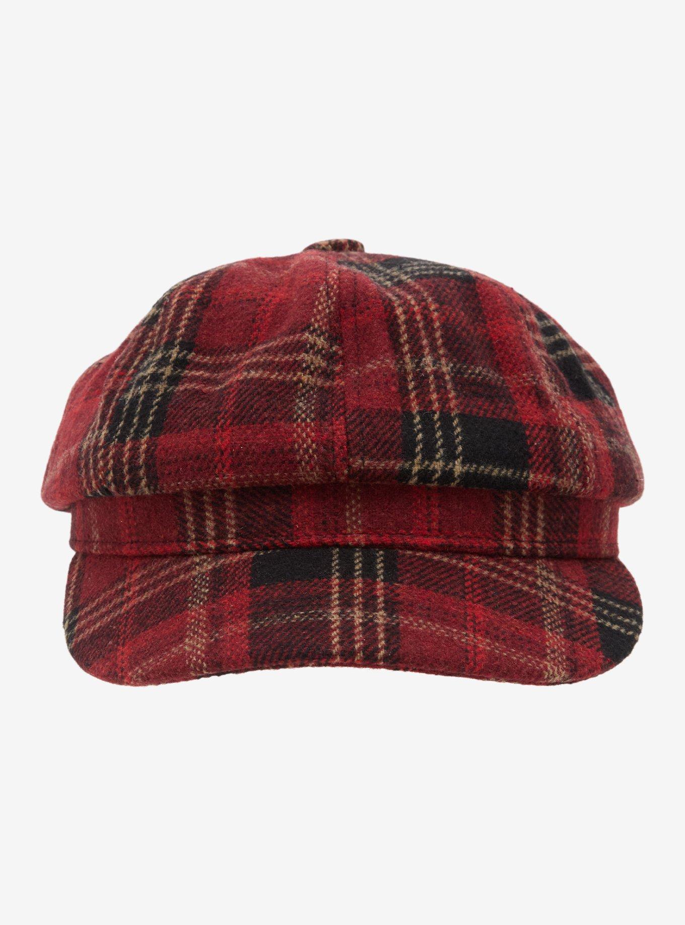 Red Plaid Cabbie Hat, , alternate - view 2